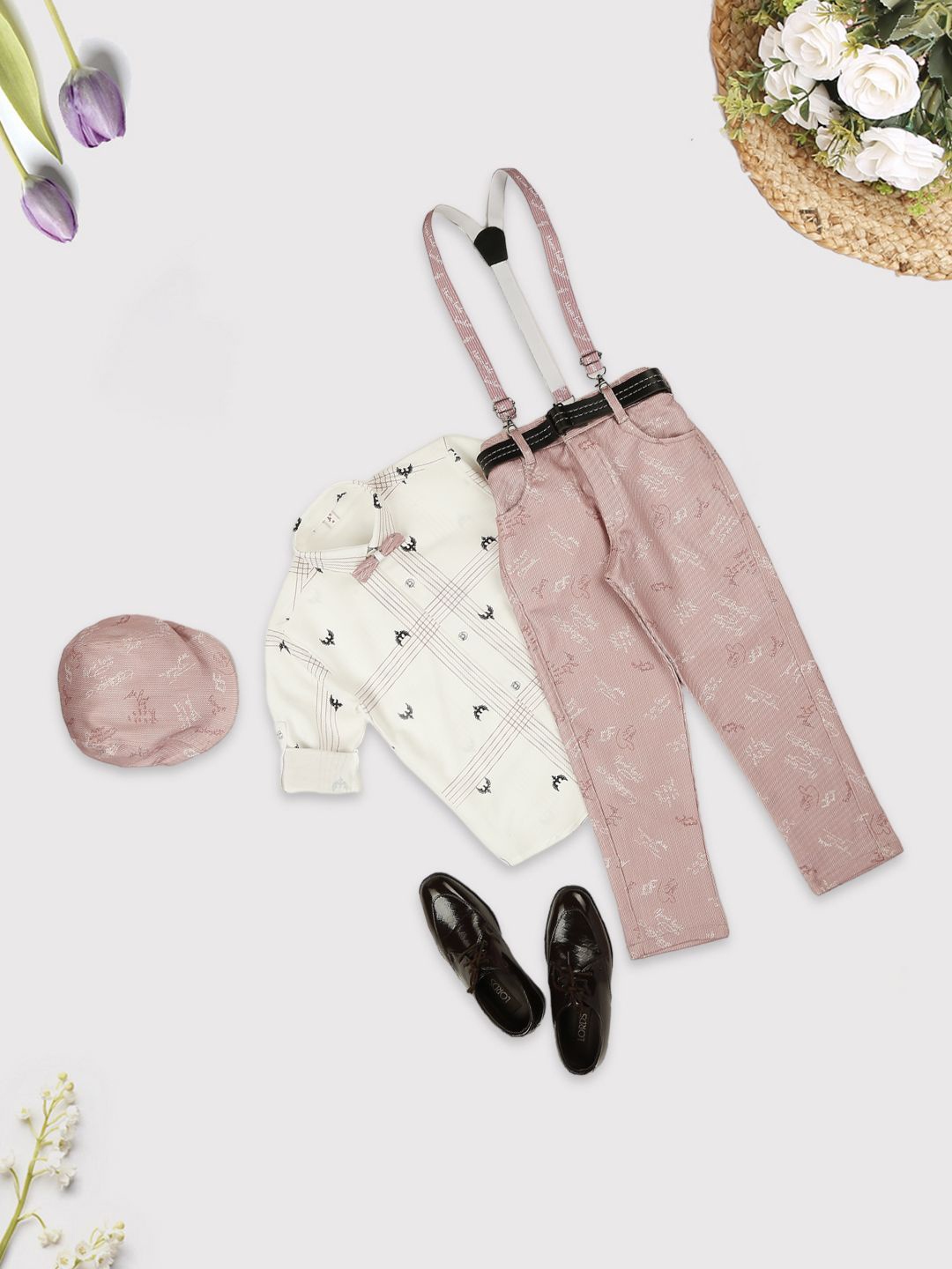 YK Boys Printed Long Sleeves Cotton Blend Shirt With Trousers With Suspender & Bow Tie, Pink
YK Boys Printed Long Sleeves Cotton Blend Shirt With Trousers With Suspender & Bow Tie, Pink