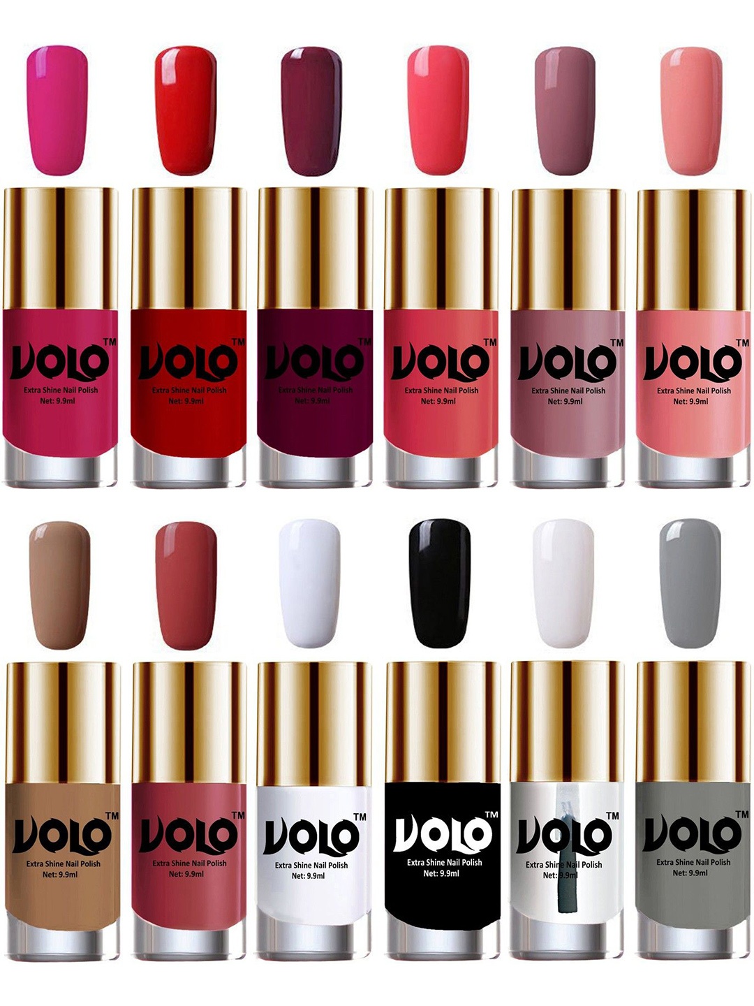 VOLO Set Of 12 Luxury Super Shine Nail Polish - 9.9 ml Each - Combo-No-174, Burgundy
VOLO Set Of 12 Luxury Super Shine Nail Polish - 9.9 ml Each - Combo-No-174, Burgundy