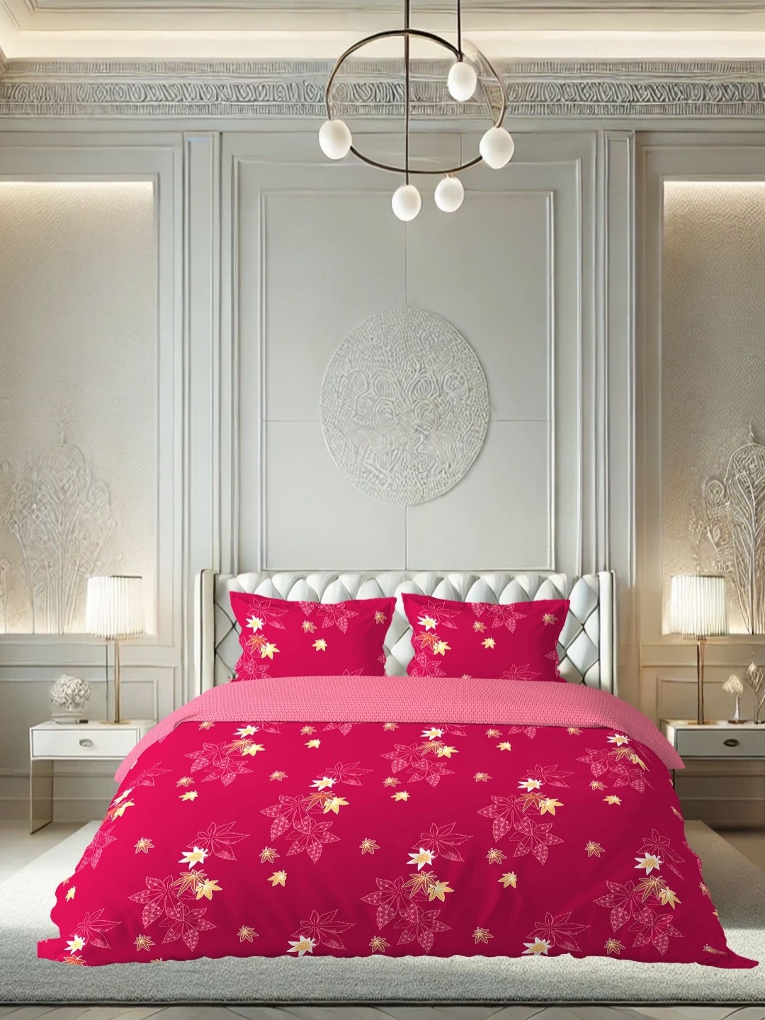 borato Pink & Yellow Ethnic Motifs Cotton 180 TC Queen Bedsheet with 2 Pillow Covers
borato Pink & Yellow Ethnic Motifs Cotton 180 TC Queen Bedsheet with 2 Pillow Covers
