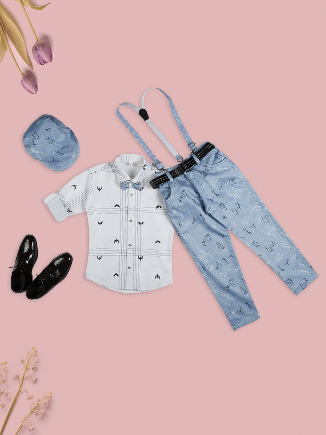YK Boys Printed Shirt Collar Long Sleeves Cotton Shirt & Trousers & Suspender & Bow Tie, Blue
YK Boys Printed Shirt Collar Long Sleeves Cotton Shirt & Trousers & Suspender & Bow Tie, Blue