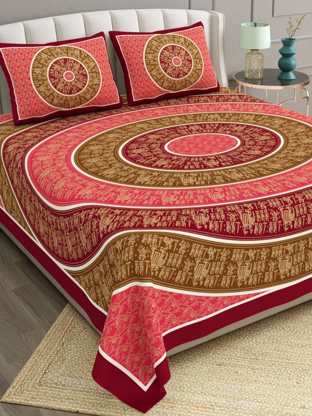 The Craft Monk Maroon & Pink Ethnic 240TC Cotton Double King Bedsheet with 2 Pillow Covers
The Craft Monk Maroon & Pink Ethnic 240TC Cotton Double King Bedsheet with 2 Pillow Covers