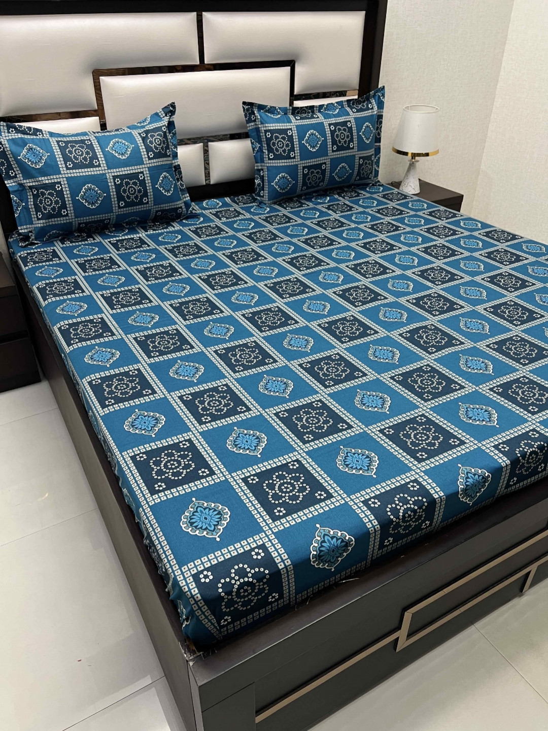 Pure Decor Velar Sib Blue Ethnic Motifs 380 TC Pure Cotton King Bedsheet & 2 Pillow Covers 
Pure Decor Velar Sib Blue Ethnic Motifs 380 TC Pure Cotton King Bedsheet & 2 Pillow Covers
