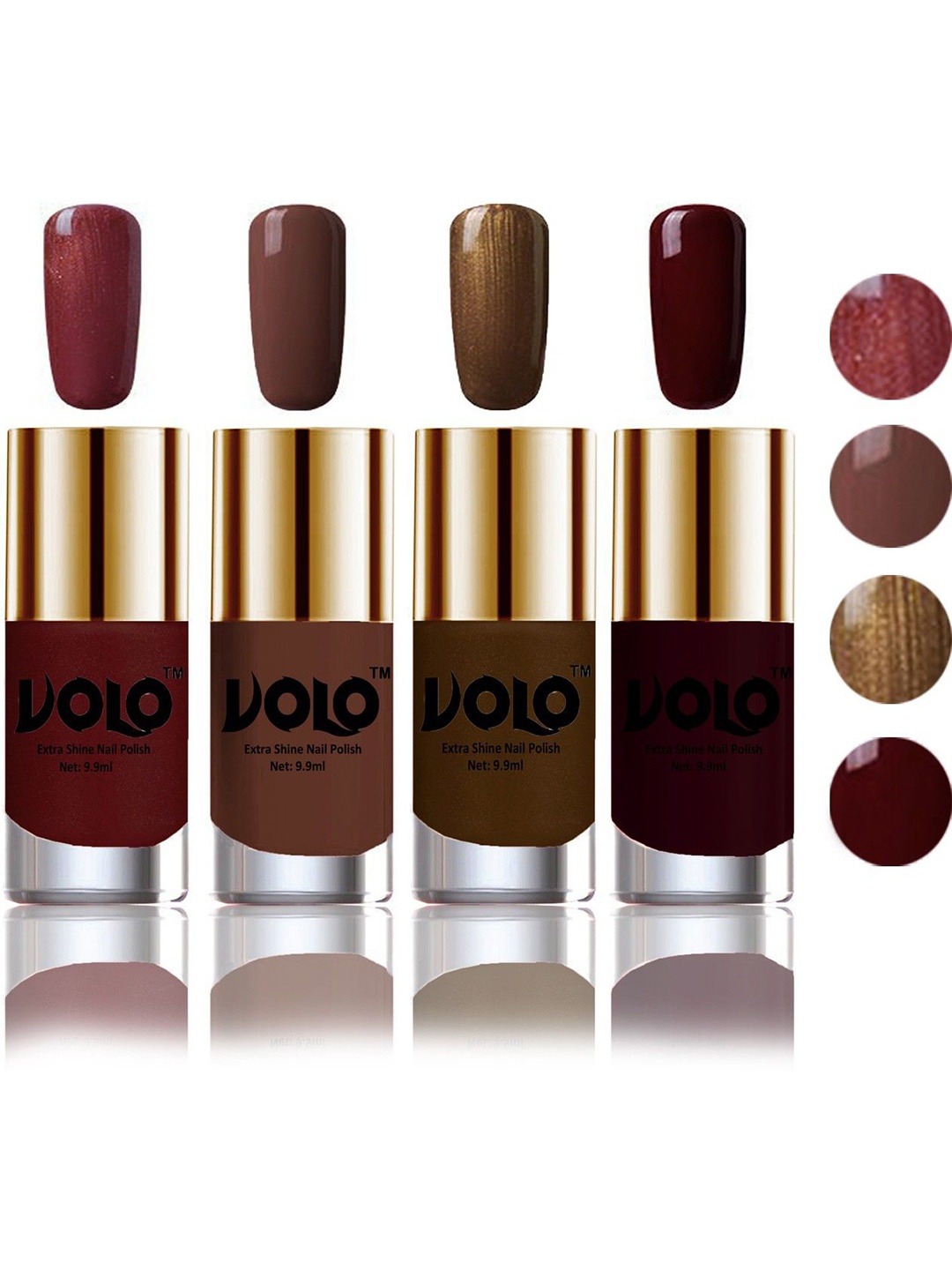 VOLO Set Of 4 HD Colors High-Shine Long Lasting Nail Polish - 9.9 ml Each - Combo-9, Brown
VOLO Set Of 4 HD Colors High-Shine Long Lasting Nail Polish - 9.9 ml Each - Combo-9, Brown