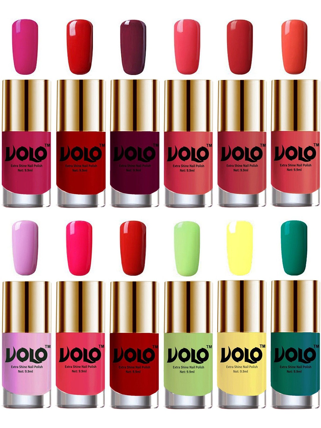 VOLO Set of 12 Luxury Super Shine Vibrant Shades Nail Polish-9ml Each- Combo No-181, Multi
VOLO Set of 12 Luxury Super Shine Vibrant Shades Nail Polish-9ml Each- Combo No-181, Multi