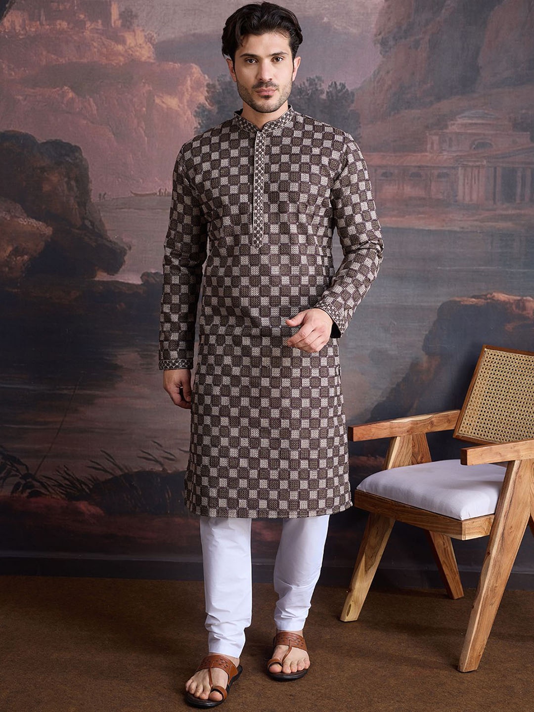 House of Pataudi Embroidered Mandarin Collar Chikankari Cotton Straight Kurta, Purple
House of Pataudi Embroidered Mandarin Collar Chikankari Cotton Straight Kurta, Purple