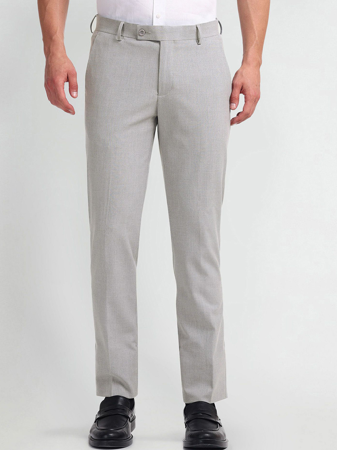 Arrow Men Regular Fit Formal Trousers, Grey 
Arrow Men Regular Fit Formal Trousers, Grey
