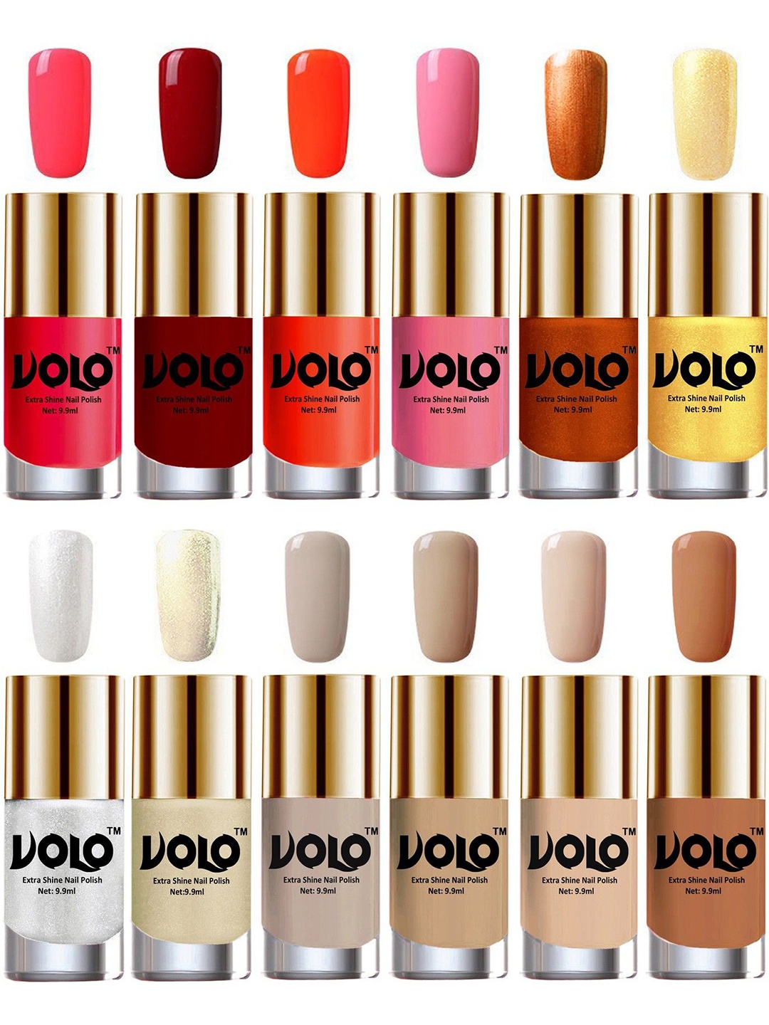 VOLO Set Of 12 Extra Shine Vibrant Shades Nail Polish- 9.9ml Each- Combo-No-327, Pink
VOLO Set Of 12 Extra Shine Vibrant Shades Nail Polish- 9.9ml Each- Combo-No-327, Pink