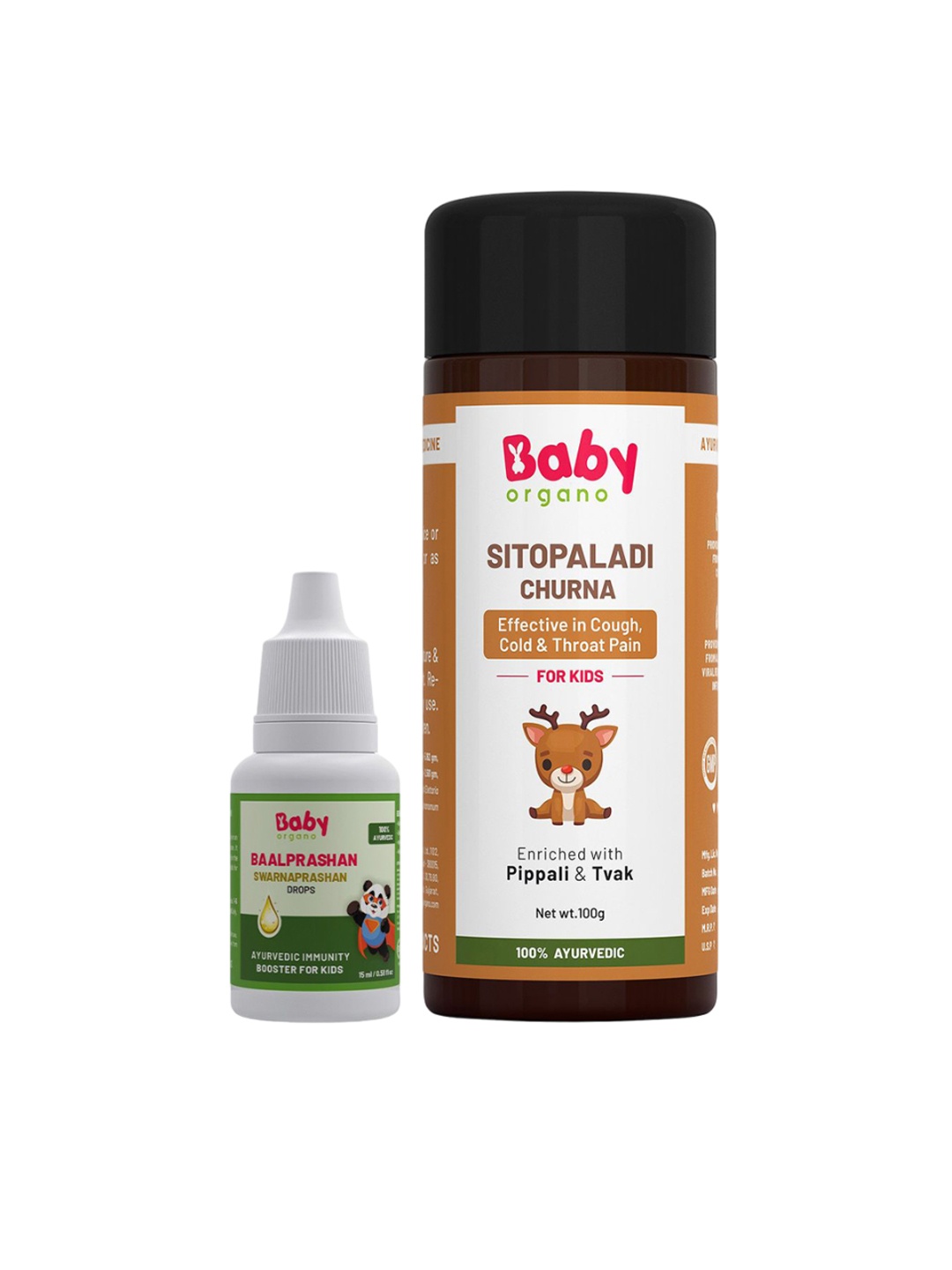 BABYORGANO Baal Prashan Swarnaprashan Immunity Booster 15ml & Sitopaladi Churna- 100g, Green
BABYORGANO Baal Prashan Swarnaprashan Immunity Booster 15ml & Sitopaladi Churna- 100g, Green