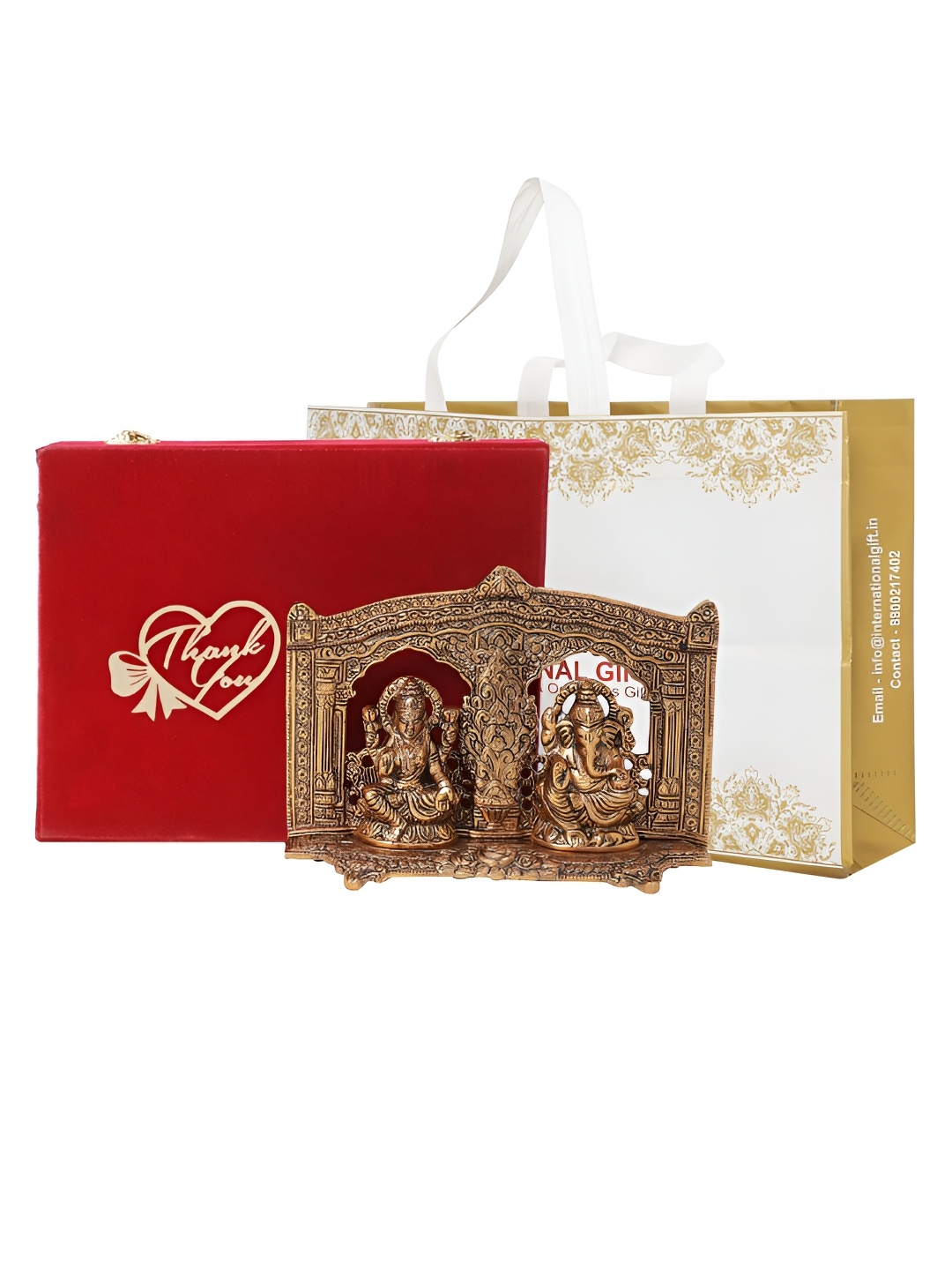 INTERNATIONAL GIFT Copper-Toned Laxmi Ganesh with Velvet Box, Carry Bag & Thank You Tag
INTERNATIONAL GIFT Copper-Toned Laxmi Ganesh with Velvet Box, Carry Bag & Thank You Tag