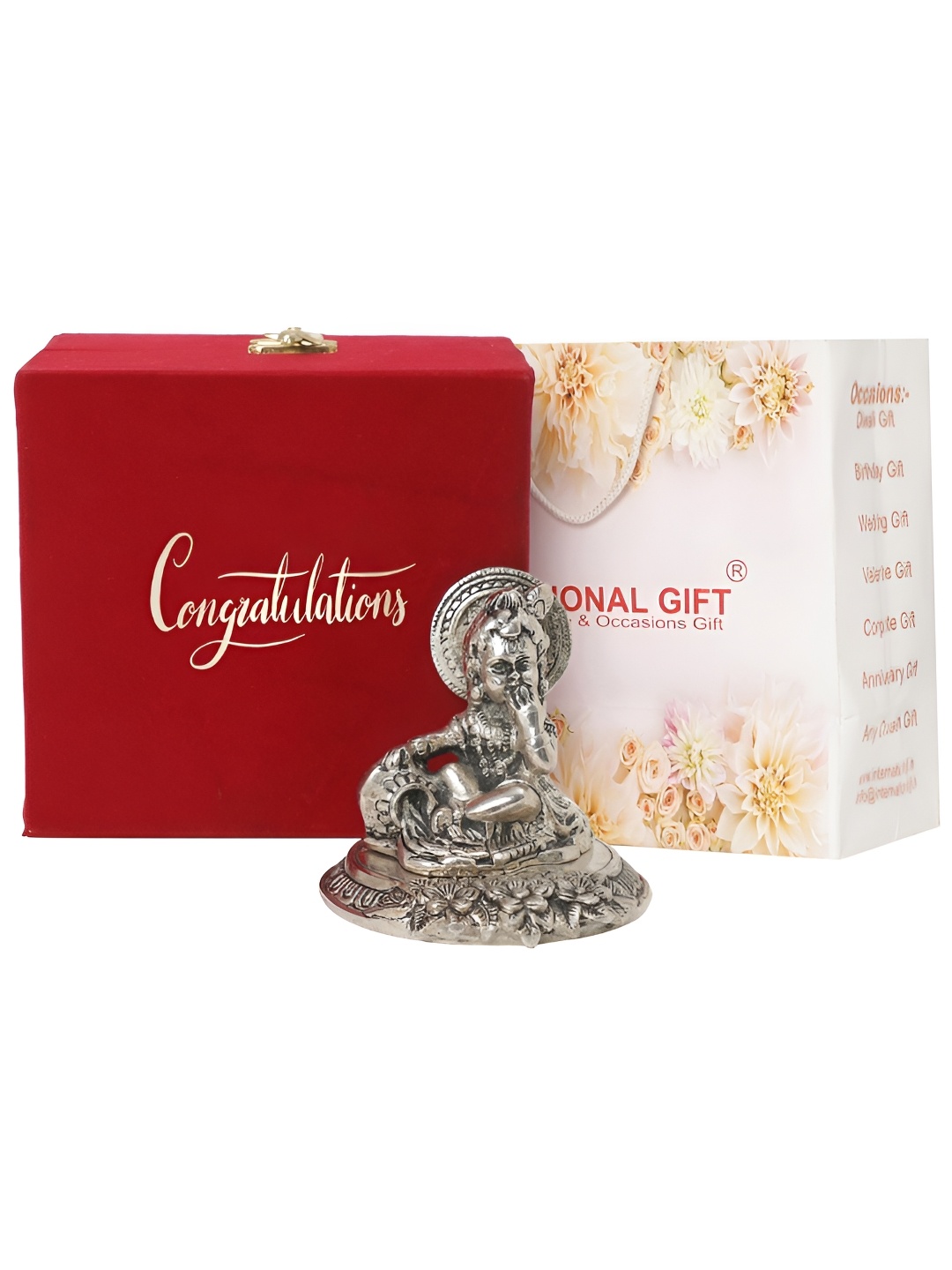 INTERNATIONAL GIFT Silver-Toned Laddu Gopal Idol With Congratulations Tag & Velvet Box
INTERNATIONAL GIFT Silver-Toned Laddu Gopal Idol With Congratulations Tag & Velvet Box