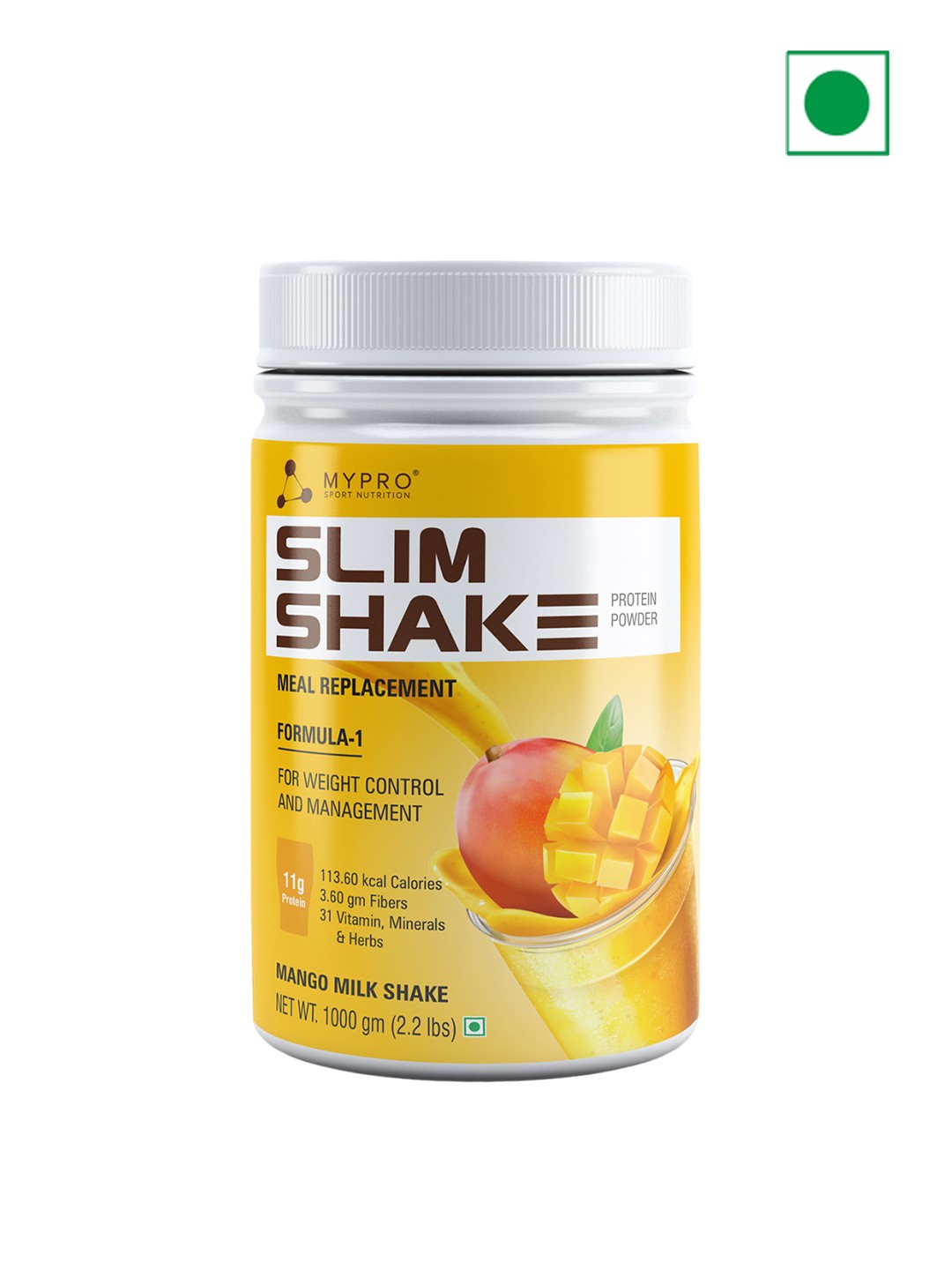 Mypro Sport Nutrition Slim Shake Meal Replacement Powder 1 Kg Mango Milk Shake, Yellow
Mypro Sport Nutrition Slim Shake Meal Replacement Powder 1 Kg Mango Milk Shake, Yellow