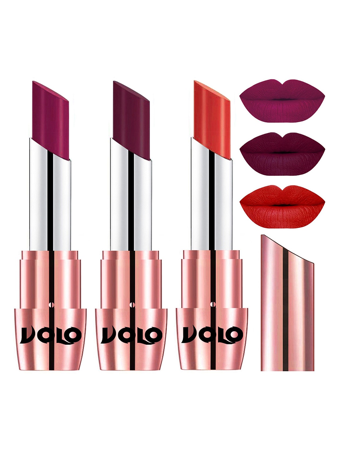 VOLO Set Of 3 Creme Matte Lipsticks - 3.5 g Each - Magenta 645 - Orange 647 - Wine 649
VOLO Set Of 3 Creme Matte Lipsticks - 3.5 g Each - Magenta 645 - Orange 647 - Wine 649