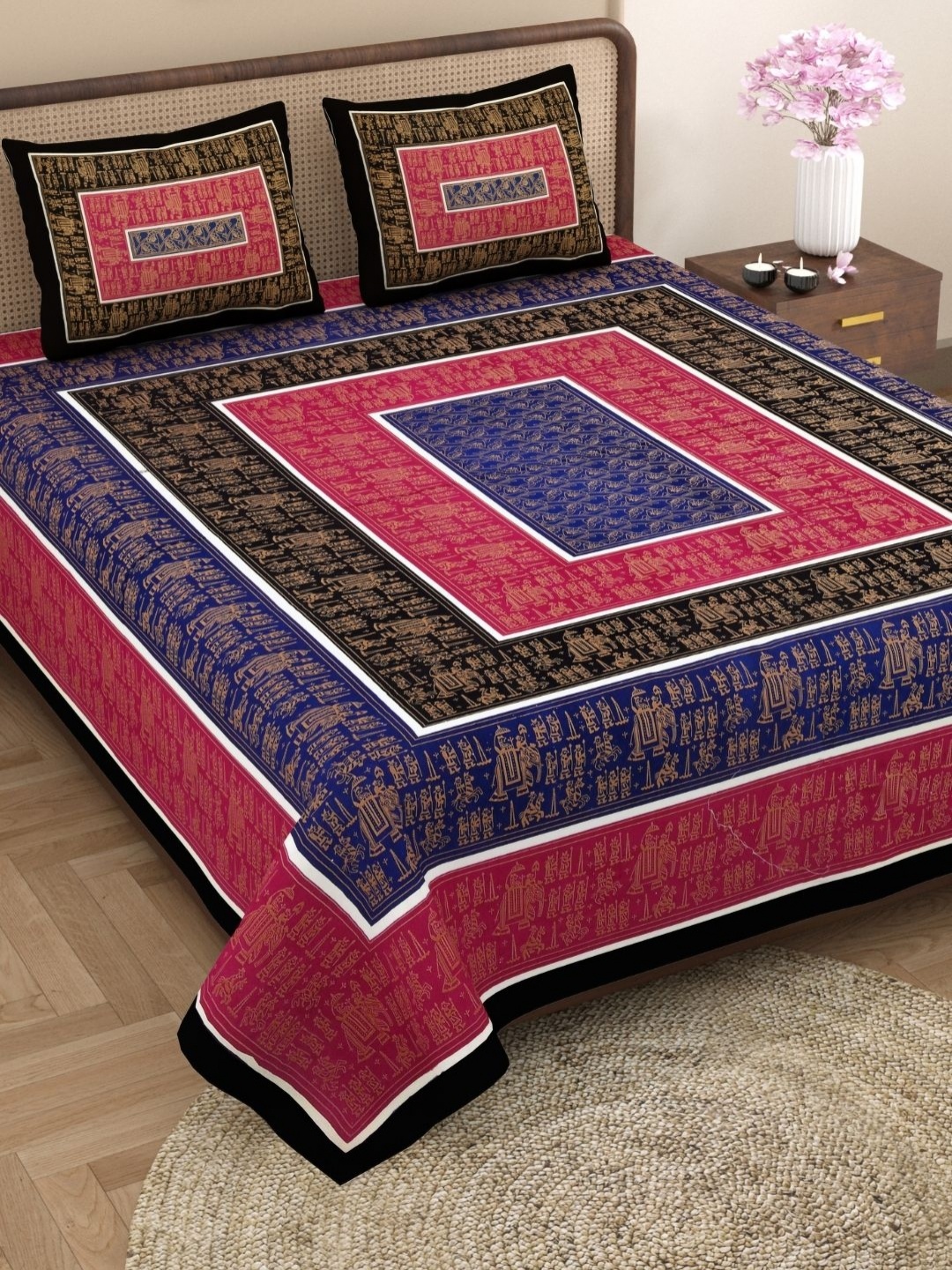 The Craft Monk Royal Barat Maroon Printed 240TC Pure Cotton Double King Bedsheet Set
The Craft Monk Royal Barat Maroon Printed 240TC Pure Cotton Double King Bedsheet Set