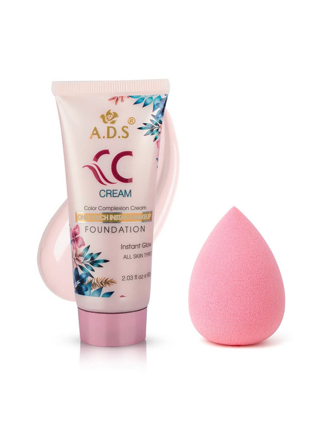 A.D.S One Touch Instant Makeup CC Cream & Sponge Beauty Blender Puff, 60gm Shade-03, Peach
A.D.S One Touch Instant Makeup CC Cream & Sponge Beauty Blender Puff, 60gm Shade-03, Peach