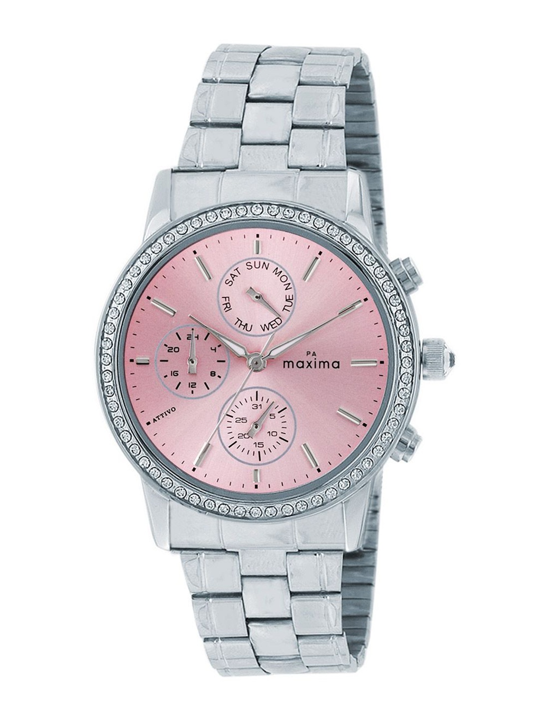 maxima Women Embellished Dial & Stainless Steel Straps Analogue Watch 69861CMLI, Pink
maxima Women Embellished Dial & Stainless Steel Straps Analogue Watch 69861CMLI, Pink