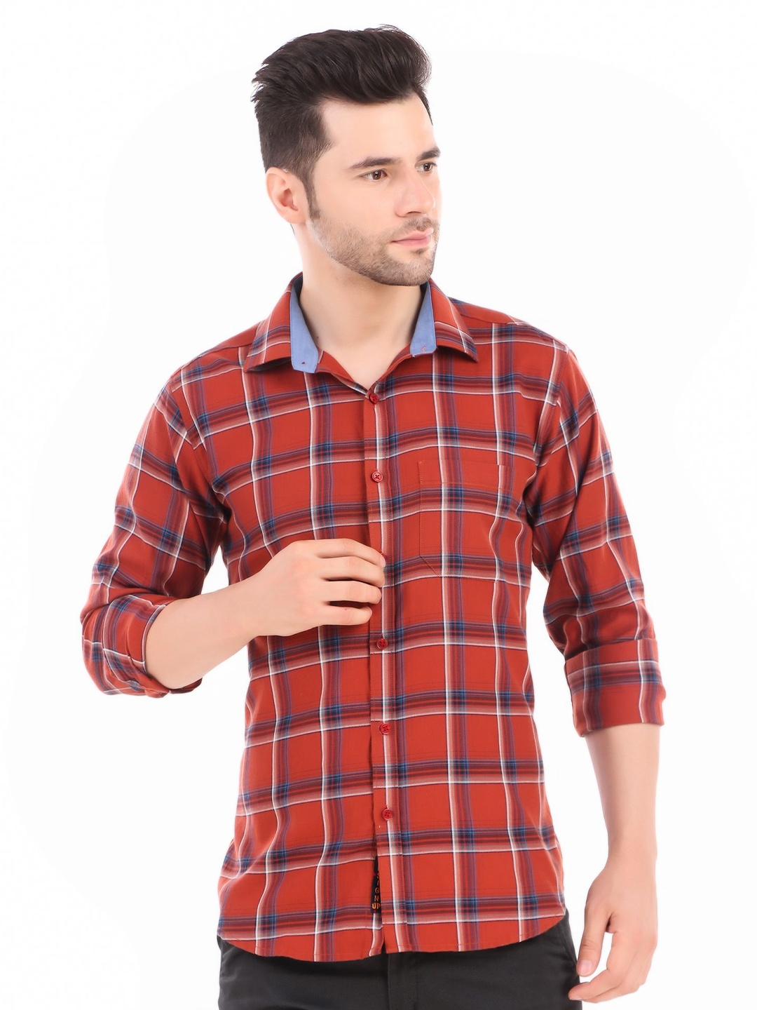 DESIGN UP Men Classic Spread Collar Buffalo Checked Cotton Slim Fit Casual Shirt, Rust
DESIGN UP Men Classic Spread Collar Buffalo Checked Cotton Slim Fit Casual Shirt, Rust