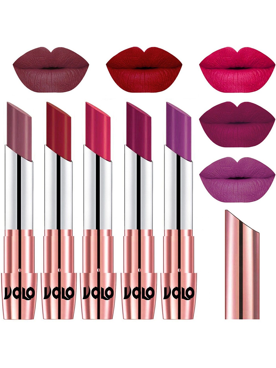VOLO Set Of 5 Creme Matte Lipsticks - Plum 36-Red 43-Passion Pink 44-Magenta 45-Purple 48
VOLO Set Of 5 Creme Matte Lipsticks - Plum 36-Red 43-Passion Pink 44-Magenta 45-Purple 48