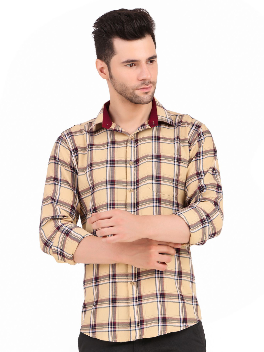 DESIGN UP Men Classic Spread Collar Buffalo Checked Cotton Slim Fit Casual Shirt, Beige
DESIGN UP Men Classic Spread Collar Buffalo Checked Cotton Slim Fit Casual Shirt, Beige