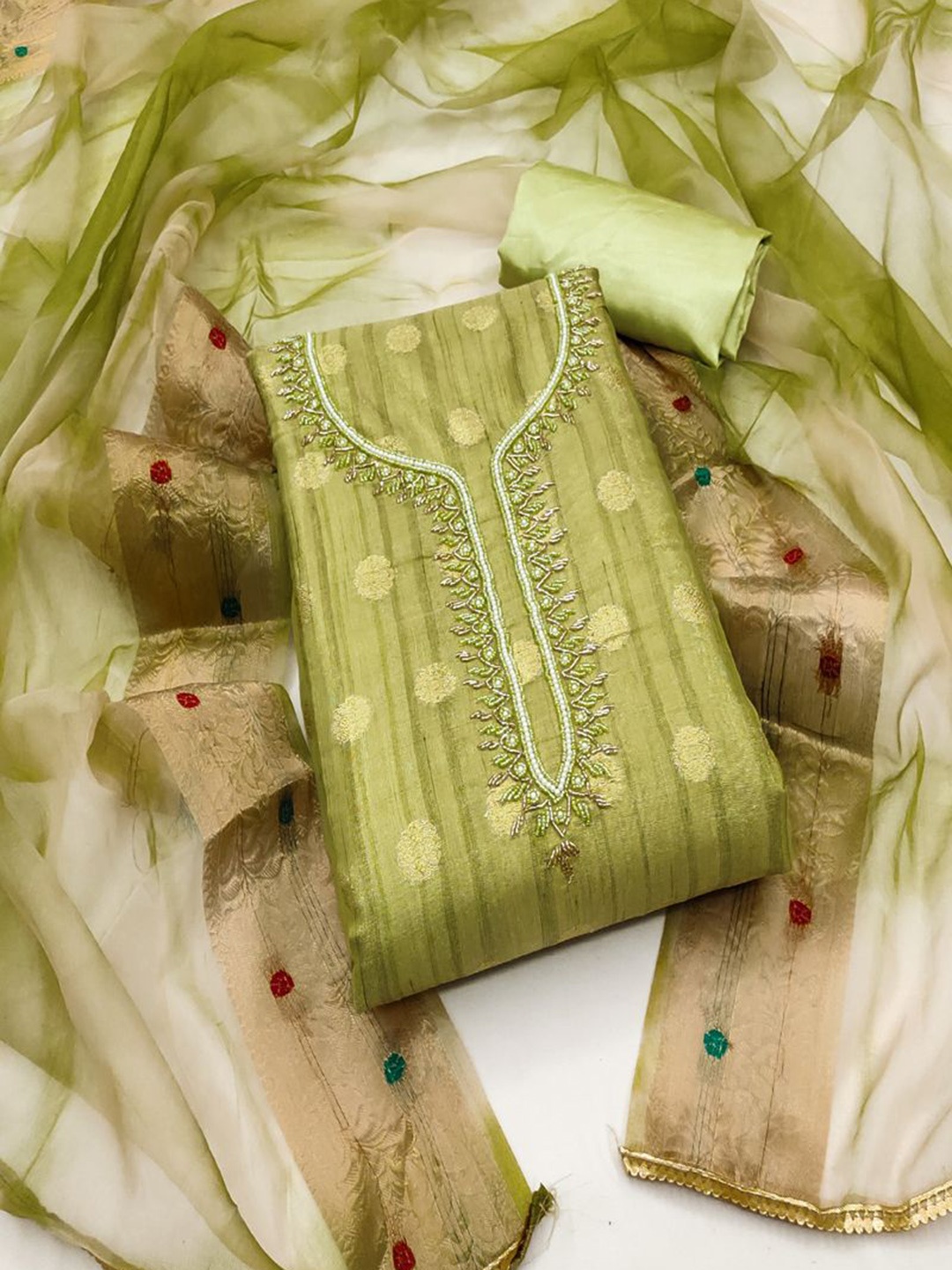 ASISA Floral Embroidered Beads and Stones Unstitched Dress Material, Lime green
ASISA Floral Embroidered Beads and Stones Unstitched Dress Material, Lime green