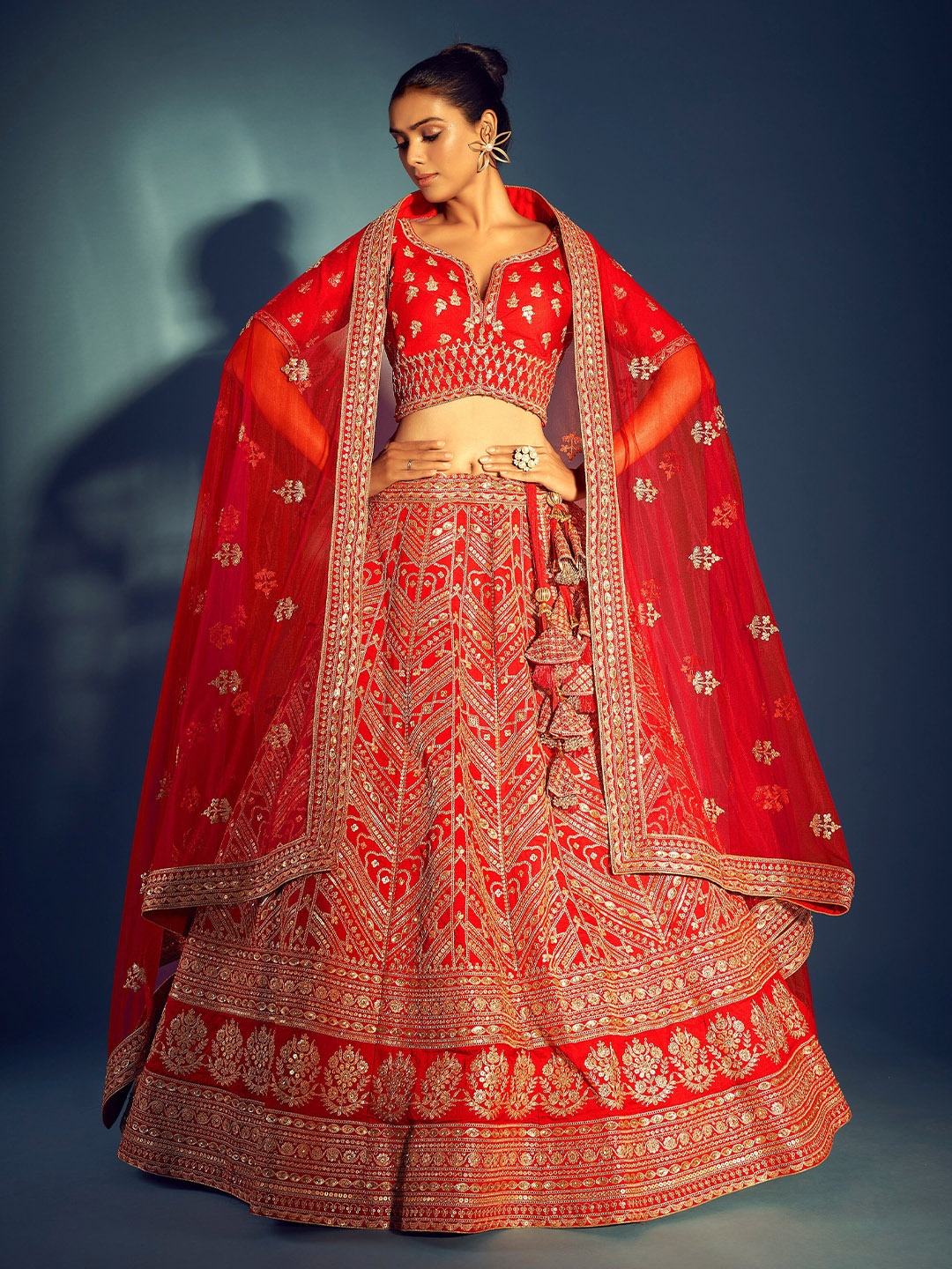 JMS Studio Embroidered Silk Ready to Wear Lehenga & Unstitched Blouse With Dupatta, Red
JMS Studio Embroidered Silk Ready to Wear Lehenga & Unstitched Blouse With Dupatta, Red