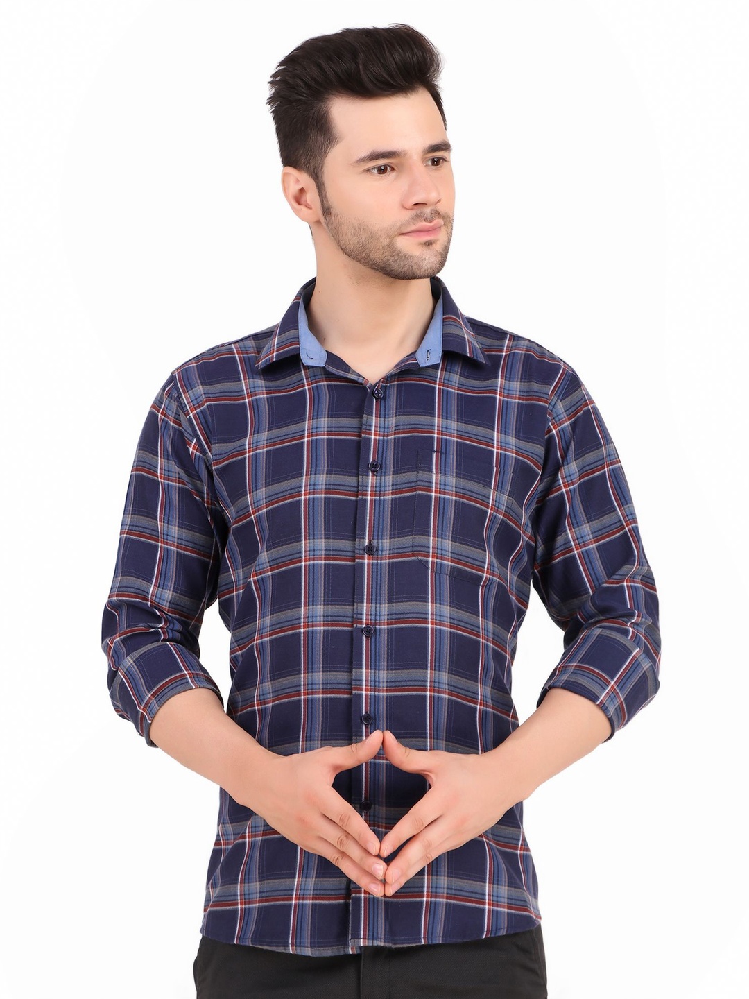 DESIGN UP Men Classic Spread Collar Buffalo Checked Cotton Slim Fit Casual Shirt, Blue
DESIGN UP Men Classic Spread Collar Buffalo Checked Cotton Slim Fit Casual Shirt, Blue