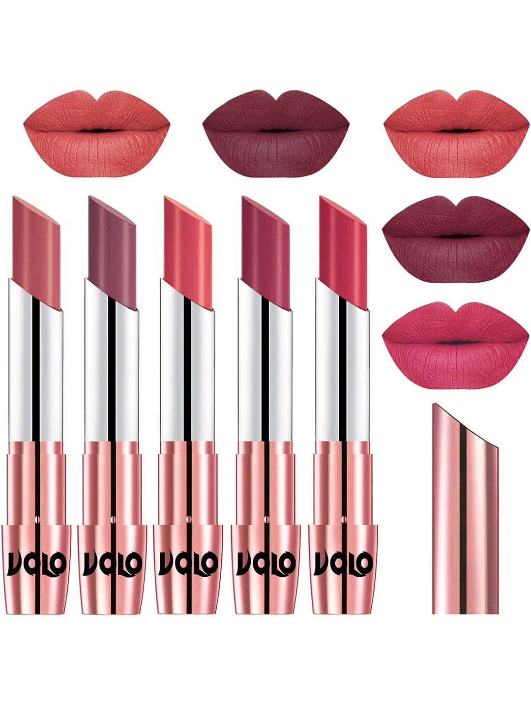 VOLO 5Pcs Creme Matte Lipstick-Light Peach 32-Plum 36-Dark Peach 37-Rose Pink 38-Pink 41
VOLO 5Pcs Creme Matte Lipstick-Light Peach 32-Plum 36-Dark Peach 37-Rose Pink 38-Pink 41