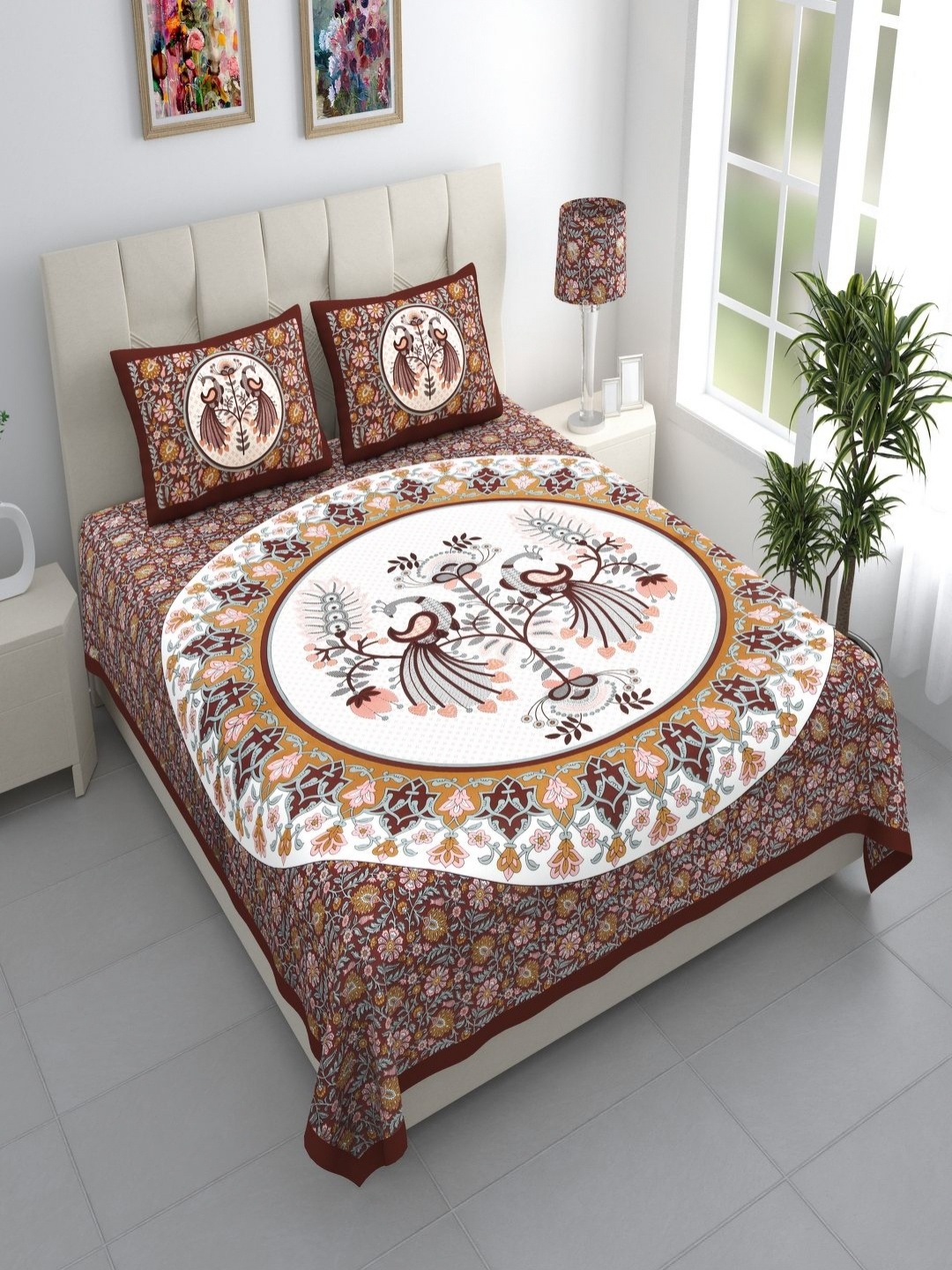Qfab Brown Ethnic Motifs Printed 144 TC Cotton King Bedsheet with 2 Pillow Covers
Qfab Brown Ethnic Motifs Printed 144 TC Cotton King Bedsheet with 2 Pillow Covers