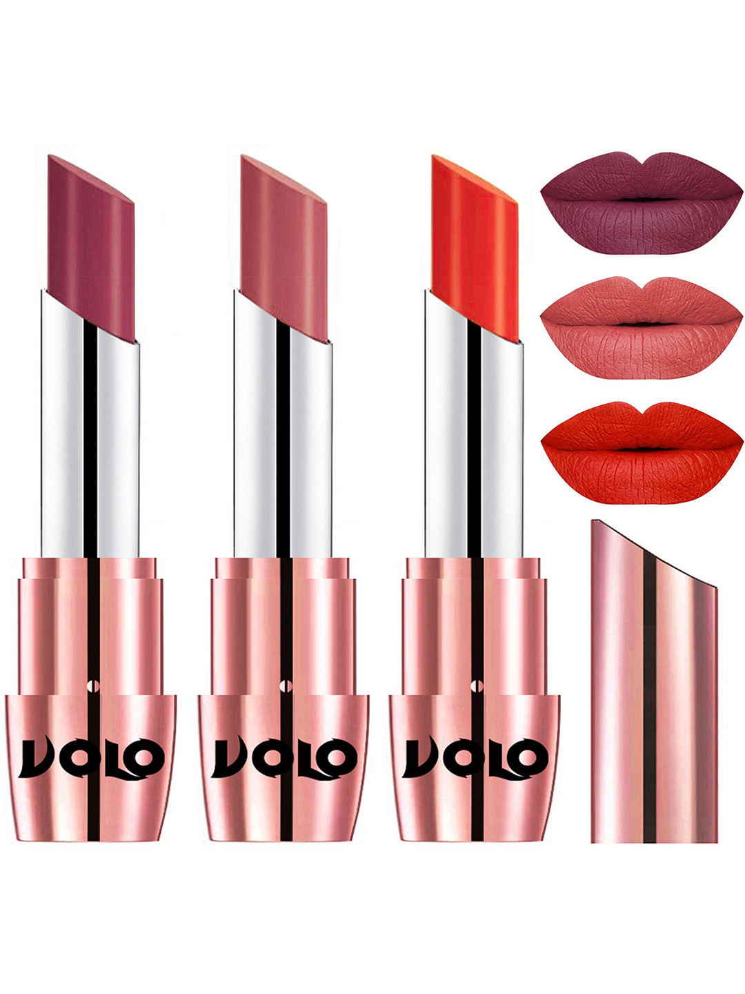 VOLO Set Of 3 Creme Matte Lipstick - 3.5 g Each - Light Peach - Peach - Rose Pink, Multi
VOLO Set Of 3 Creme Matte Lipstick - 3.5 g Each - Light Peach - Peach - Rose Pink, Multi