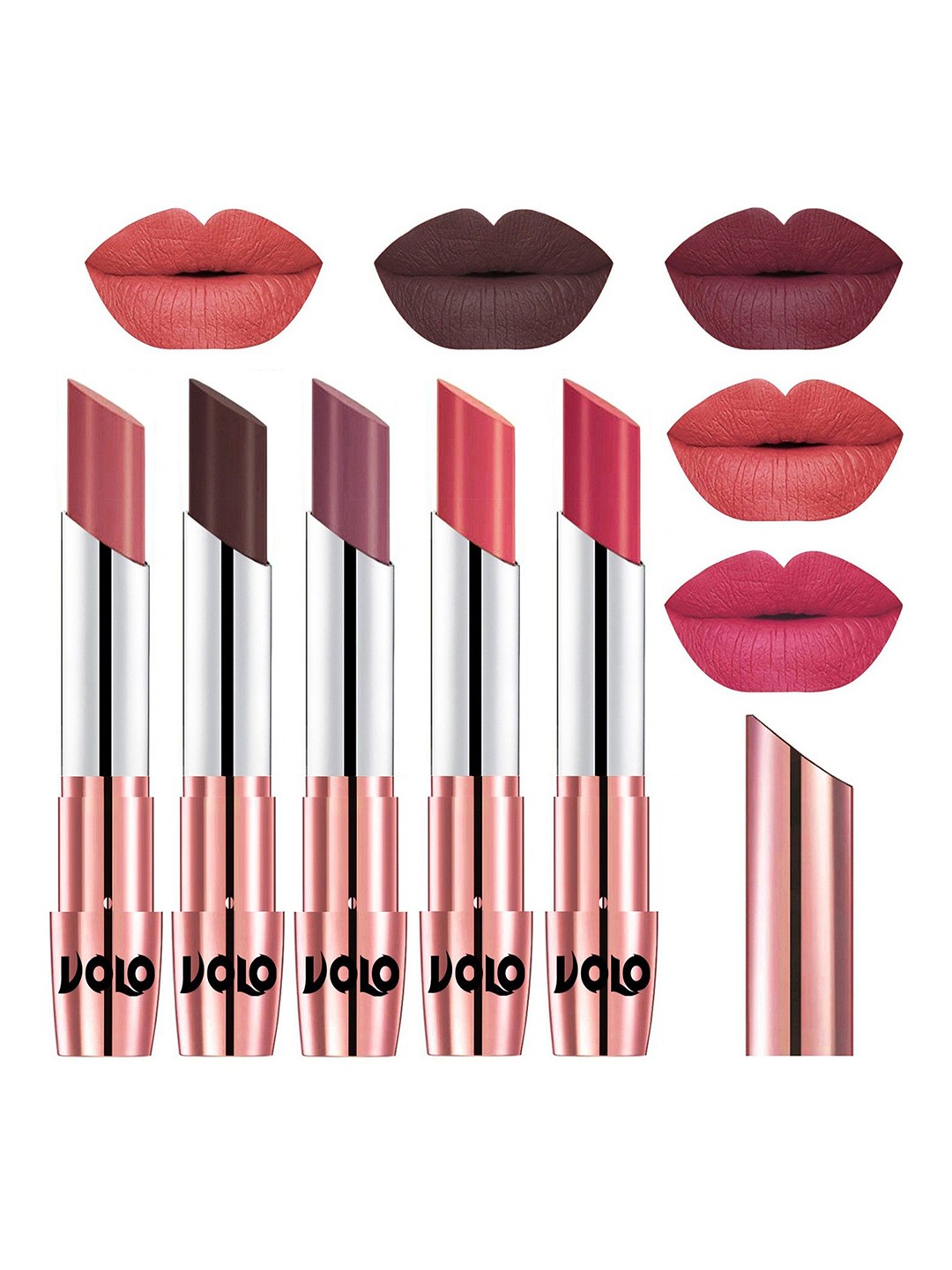 VOLO Set Of 5 Creme Matte Lipstick-3.5 Each-Light Peach, Chocolate, Plum, Dark Peach, Pink
VOLO Set Of 5 Creme Matte Lipstick-3.5 Each-Light Peach, Chocolate, Plum, Dark Peach, Pink