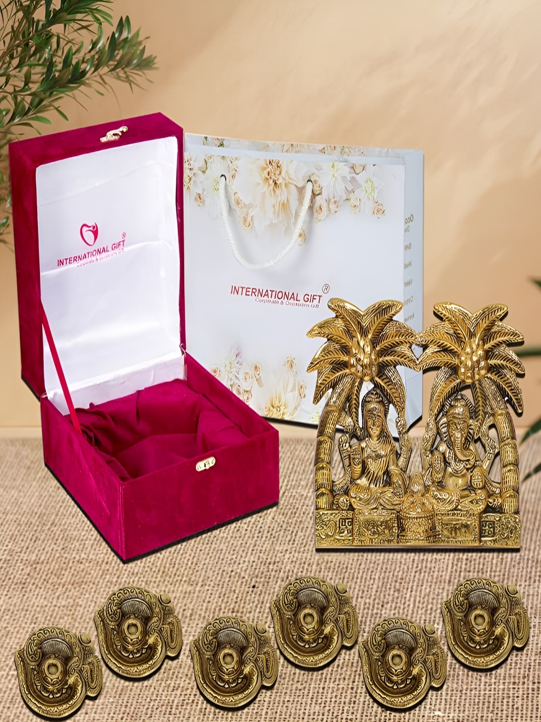 INTERNATIONAL GIFT Gold-Toned 8 Pieces Religious Idol Showpiece With Diyas & Box
INTERNATIONAL GIFT Gold-Toned 8 Pieces Religious Idol Showpiece With Diyas & Box