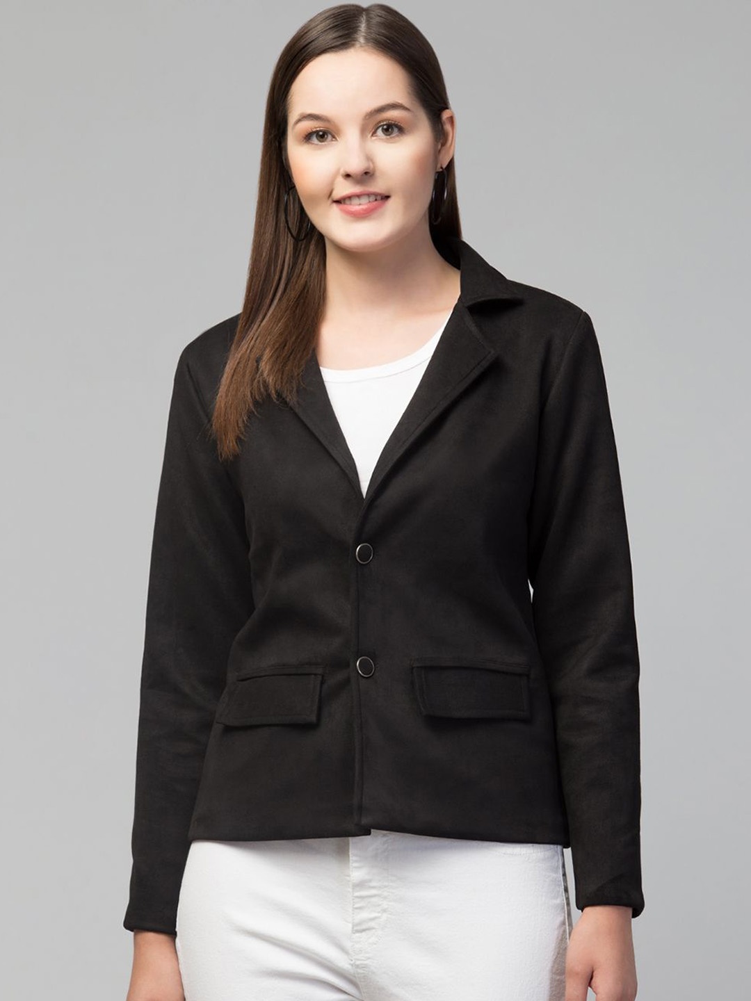 GalaxyTrendz Notched Lapel Collar Single-Breasted Velvet Comfort-Fit Casual Blazer, Black
GalaxyTrendz Notched Lapel Collar Single-Breasted Velvet Comfort-Fit Casual Blazer, Black