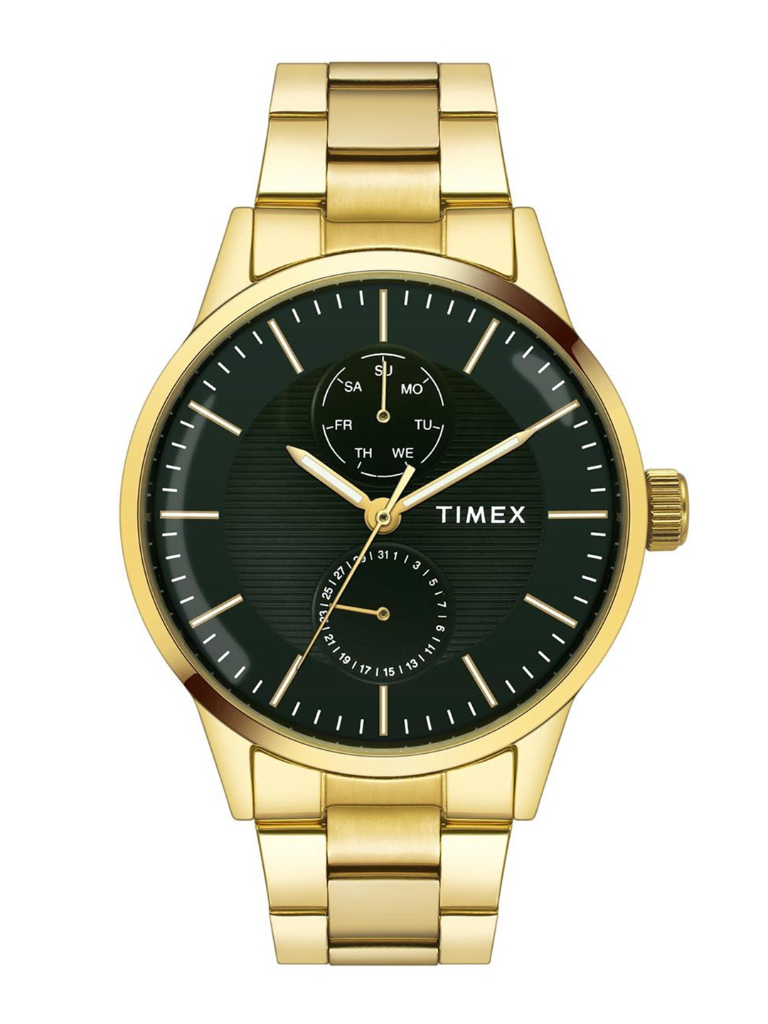 Timex Men Brass Dial & Stainless Steel Bracelet Style Straps Analogue Watch TWEG19939, Green
Timex Men Brass Dial & Stainless Steel Bracelet Style Straps Analogue Watch TWEG19939, Green