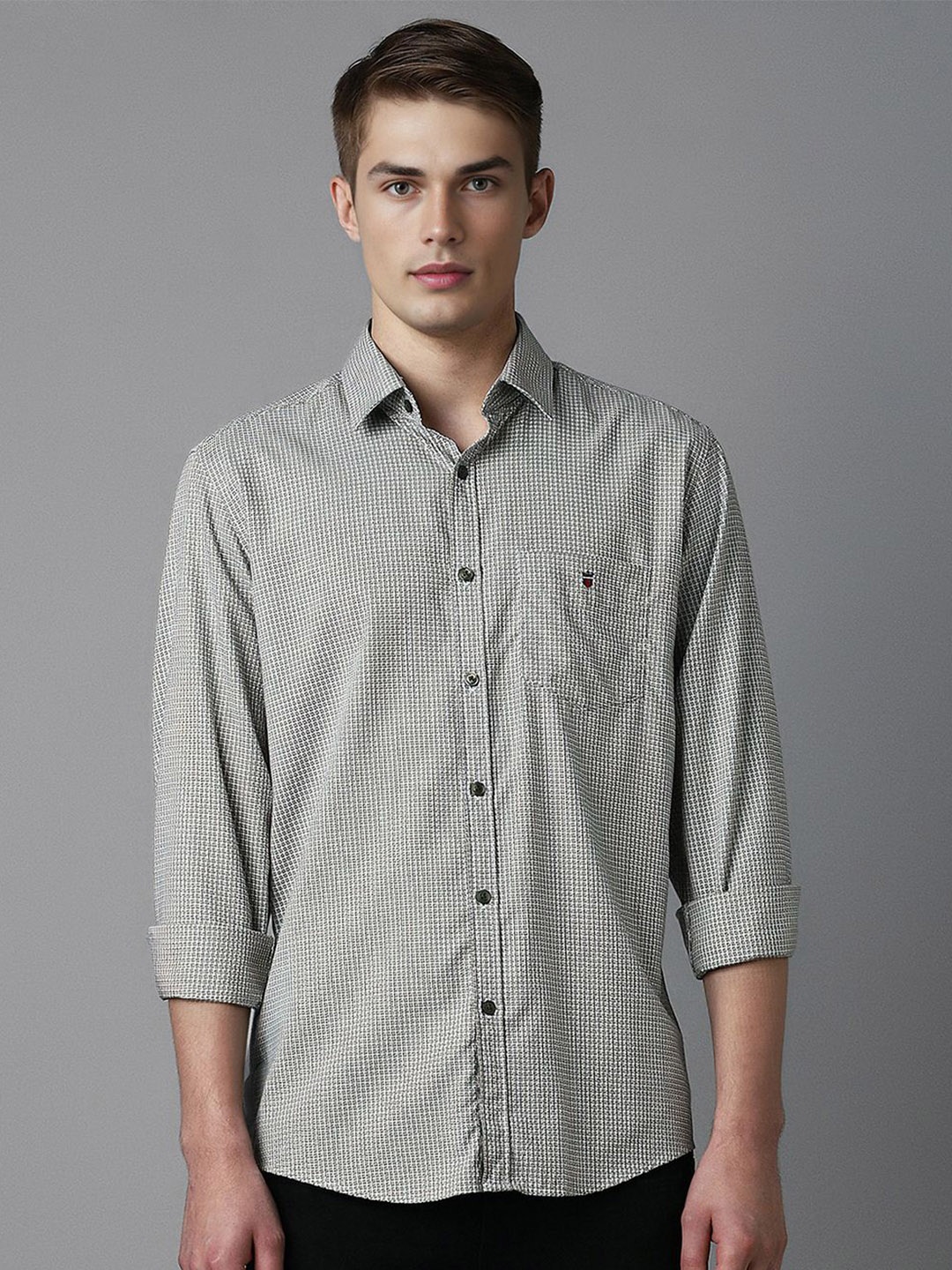 Louis Philippe Sport Men Spread Collar Micro Ditsy Printed Cotton Slim Fit Casual Shirt, Grey
Louis Philippe Sport Men Spread Collar Micro Ditsy Printed Cotton Slim Fit Casual Shirt, Grey