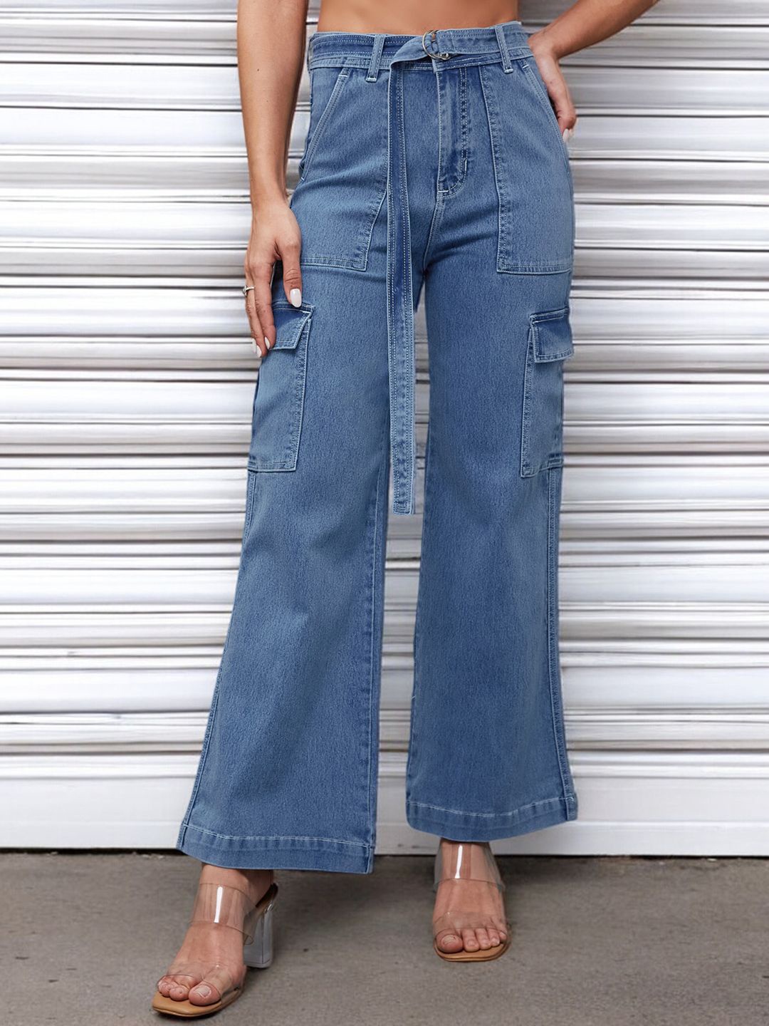 Miss Chase Women Wide-Leg High-Rise Regular-Length Stretchable Cargo Denim Jeans, Blue
Miss Chase Women Wide-Leg High-Rise Regular-Length Stretchable Cargo Denim Jeans, Blue