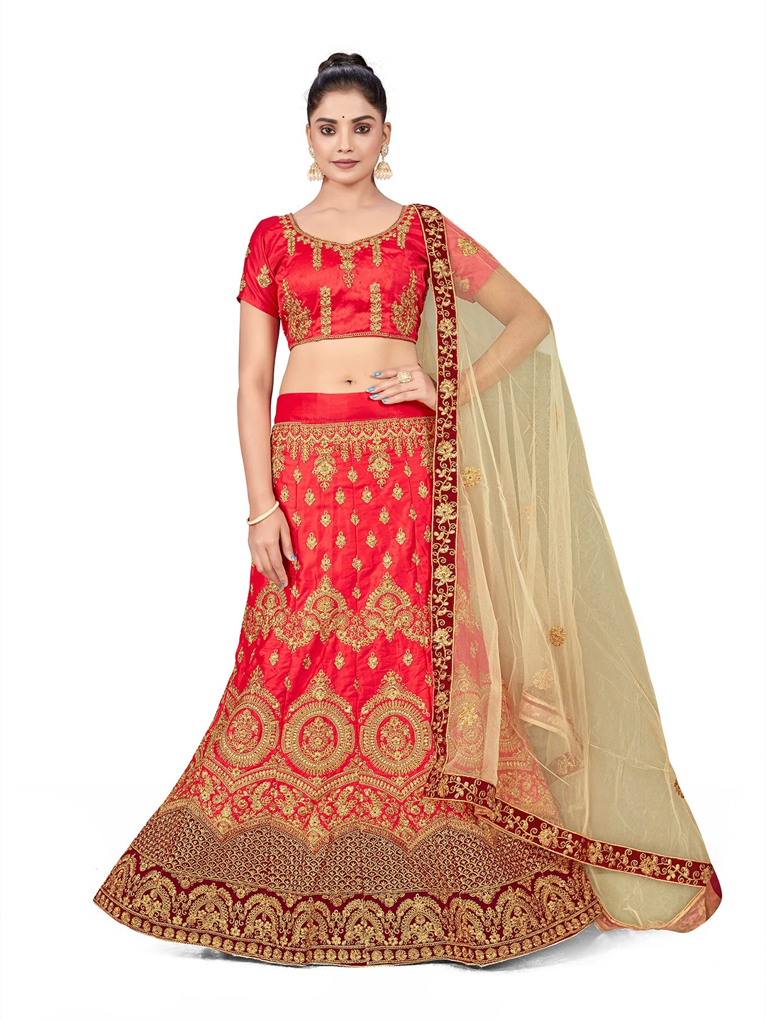 Maroosh Embroidered Thread Work Semi-Stitched Lehenga & Unstitched Blouse With Dupatta, Red
Maroosh Embroidered Thread Work Semi-Stitched Lehenga & Unstitched Blouse With Dupatta, Red