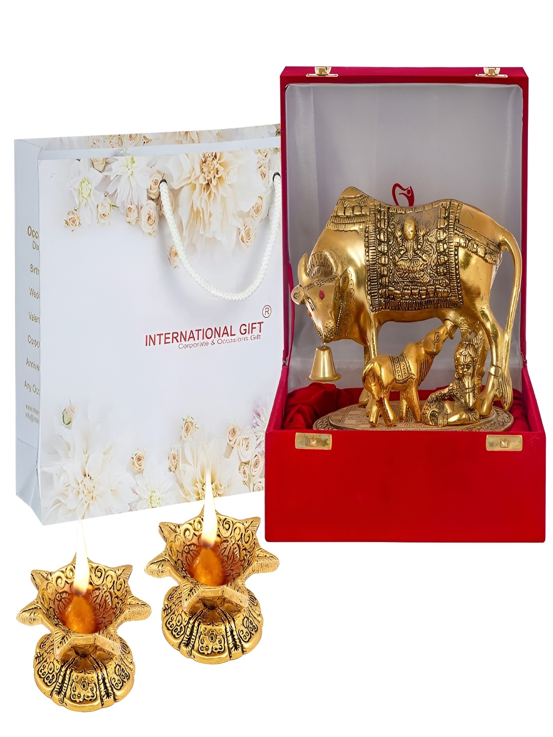 INTERNATIONAL GIFT Gold-Toned Religious Figurine Showpiece With Diyas & Velvet Box
INTERNATIONAL GIFT Gold-Toned Religious Figurine Showpiece With Diyas & Velvet Box