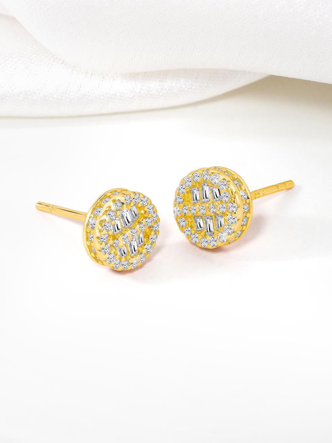 Silvora by Peora 925 Sterling Silver Gold-Plated Cubic Zirconia Studded Circular Studs
Silvora by Peora 925 Sterling Silver Gold-Plated Cubic Zirconia Studded Circular Studs