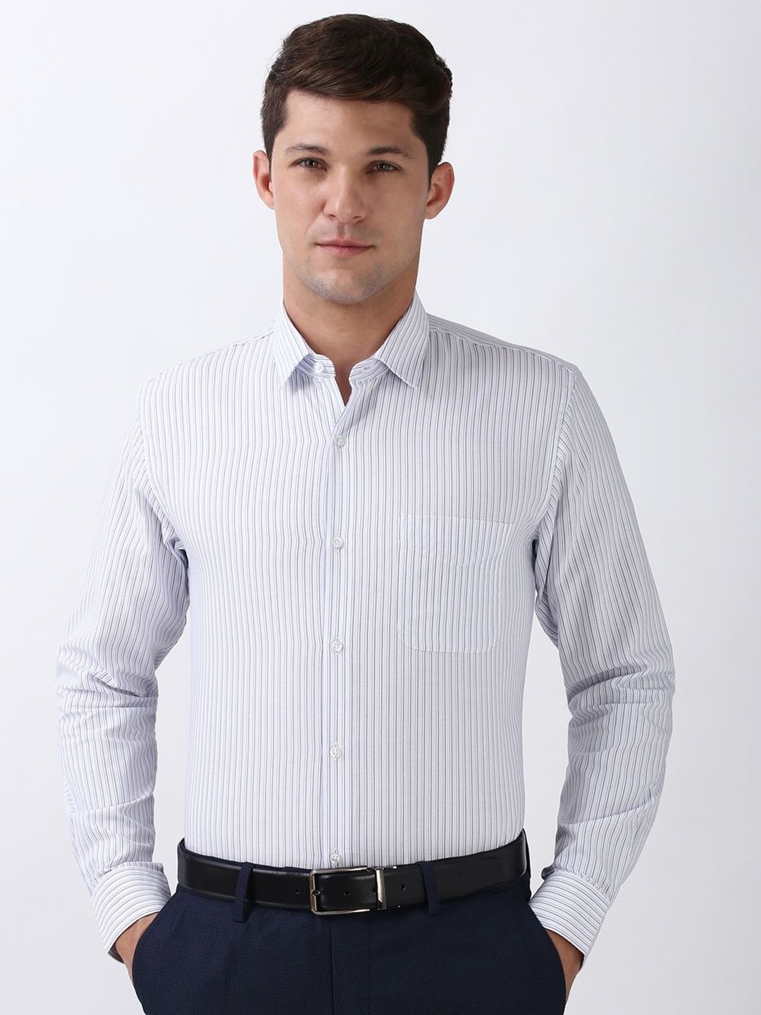 Peter England Men Spread Collar Vertical Striped Cotton Slim Fit Formal Shirt, White
Peter England Men Spread Collar Vertical Striped Cotton Slim Fit Formal Shirt, White