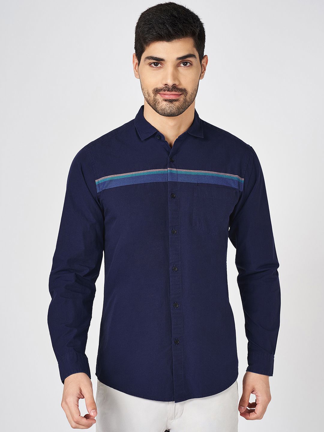 BYFORD by Pantaloons Men Original Spread Collar Solid Cotton Slim Fit Casual Shirt, Navy blue
BYFORD by Pantaloons Men Original Spread Collar Solid Cotton Slim Fit Casual Shirt, Navy blue
