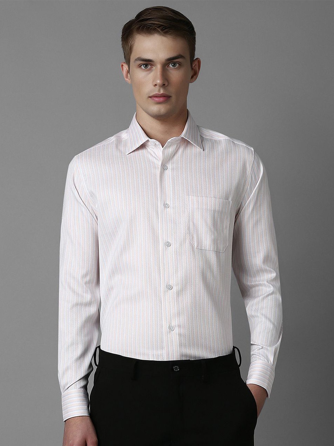 Louis Philippe Men Classic Spread Collar Vertical Striped Cotton Formal Shirt, White
Louis Philippe Men Classic Spread Collar Vertical Striped Cotton Formal Shirt, White