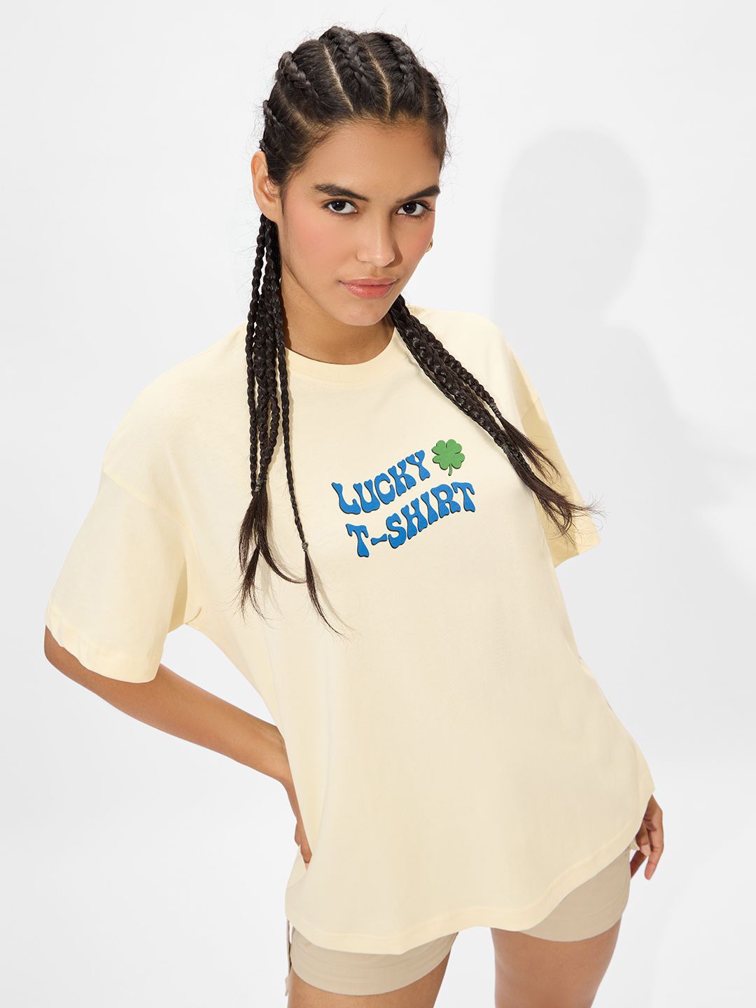 The Souled Store Women Typography Printed Round Neck Cotton Oversized T-shirt, Off white
The Souled Store Women Typography Printed Round Neck Cotton Oversized T-shirt, Off white