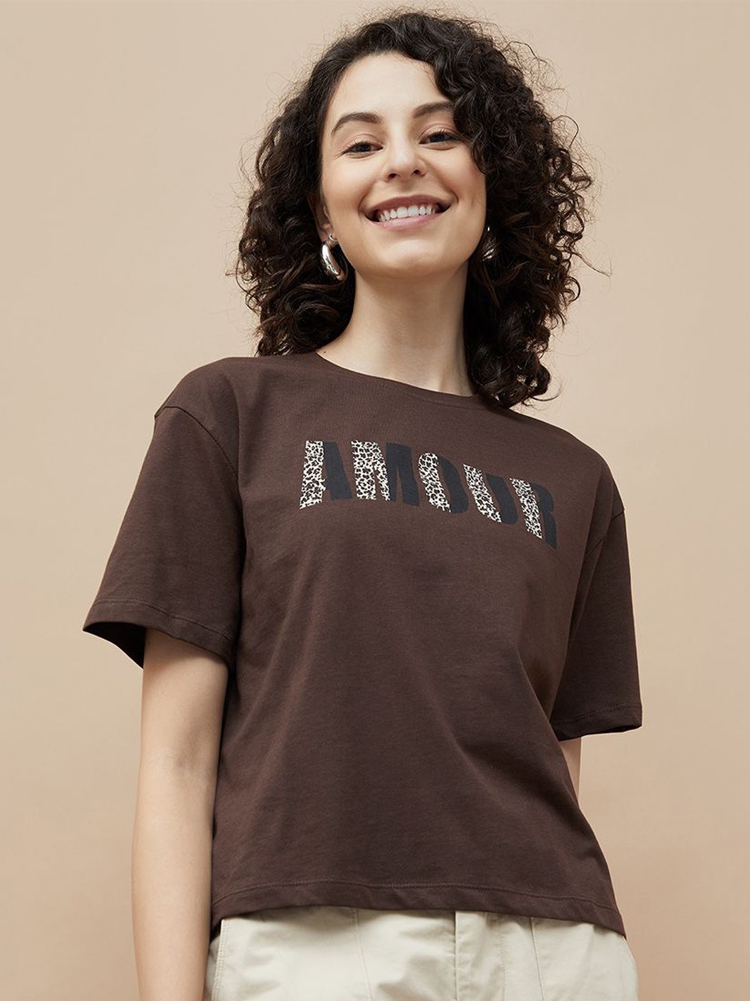 Fame Forever by Lifestyle Typography Printed Drop-Shoulder Sleeves Cotton T-shirt, Brown
Fame Forever by Lifestyle Typography Printed Drop-Shoulder Sleeves Cotton T-shirt, Brown