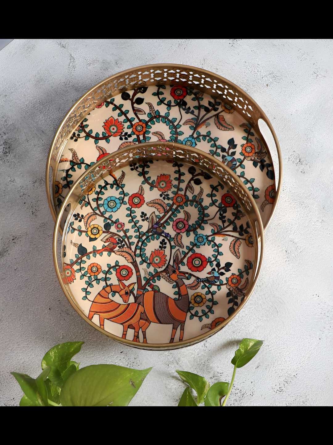 Amaya Decors Gold-Toned & Orange-Coloured 2 Pieces Peacock Printed Metal Serving Tray
Amaya Decors Gold-Toned & Orange-Coloured 2 Pieces Peacock Printed Metal Serving Tray