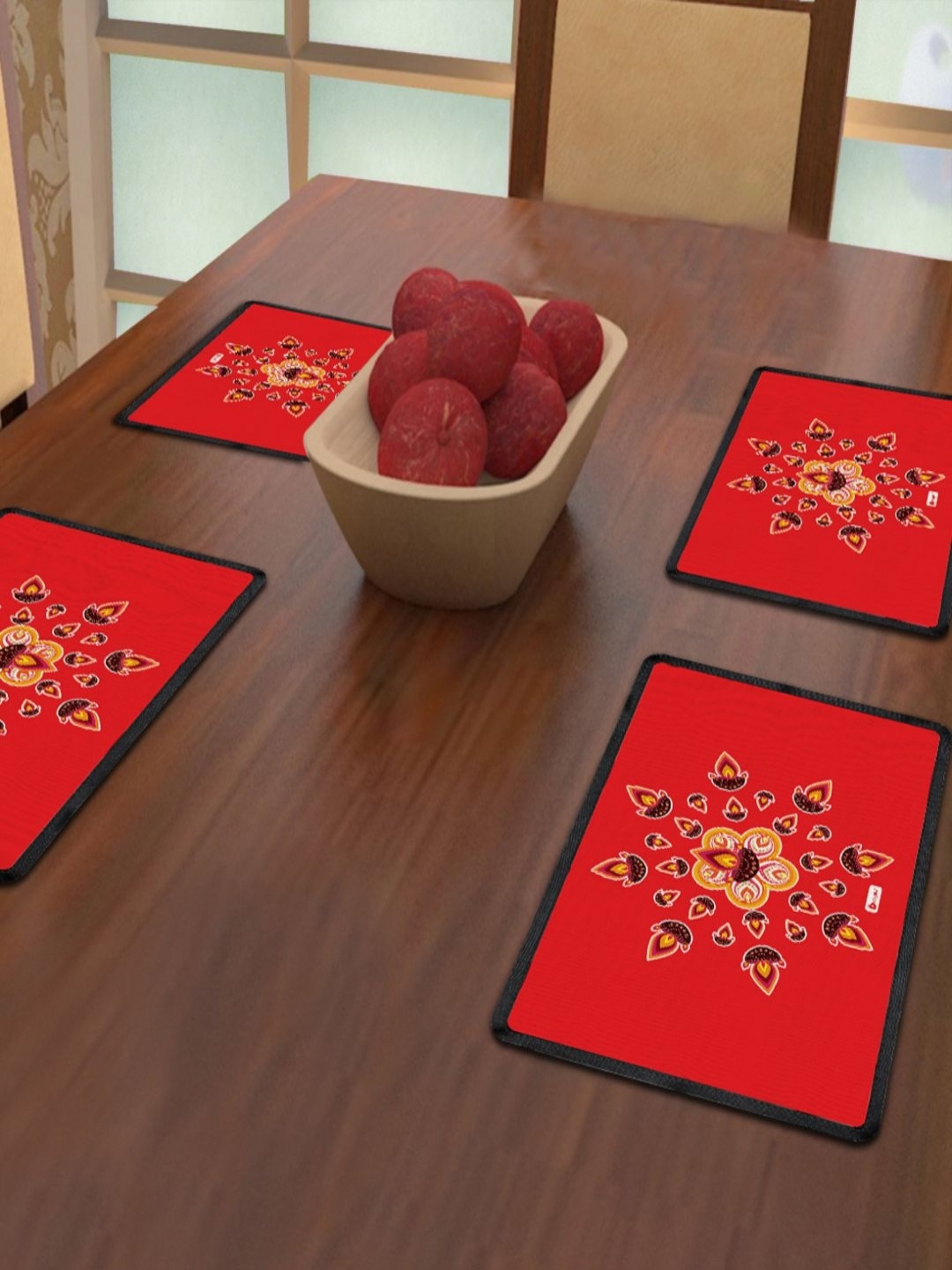 Indigifts Black & Red 4 Pieces Ethnic Motifs Printed Rectangle Shape Table Placemats
Indigifts Black & Red 4 Pieces Ethnic Motifs Printed Rectangle Shape Table Placemats