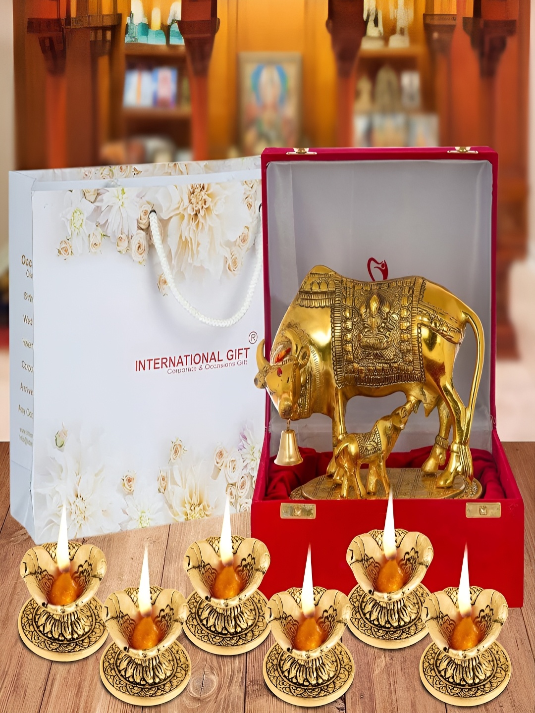 INTERNATIONAL GIFT Gold-Toned Religious Figurine Showpiece With Diyas & Velvet Box
INTERNATIONAL GIFT Gold-Toned Religious Figurine Showpiece With Diyas & Velvet Box