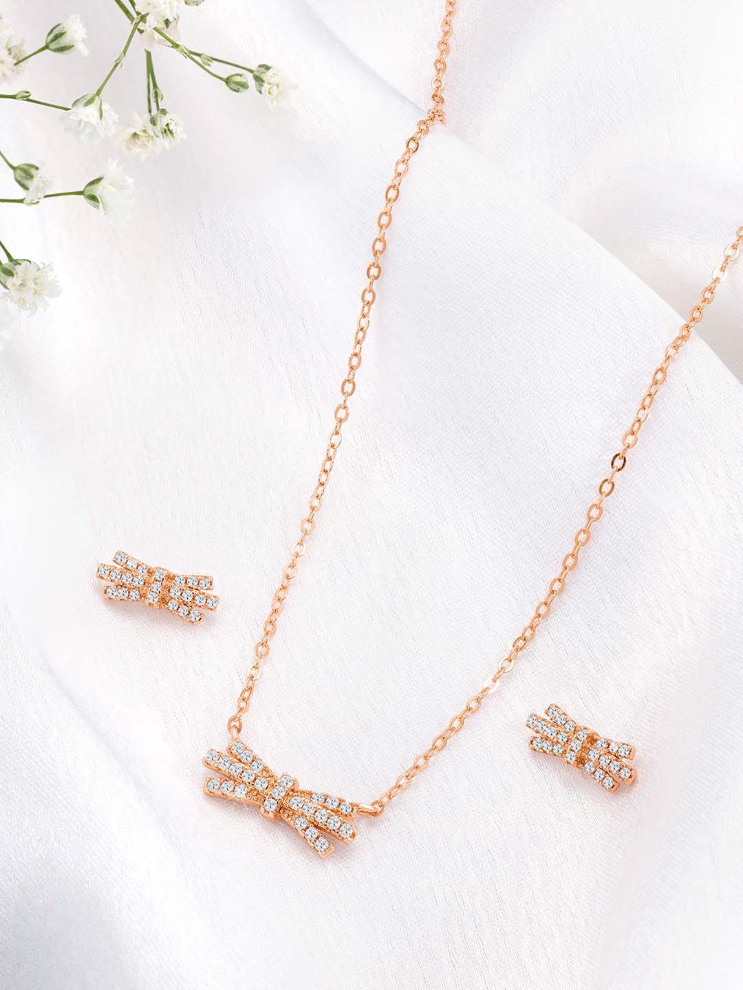 Silvora by Peora 925 Sterling Silver Rose Gold-Plated Cubic Zirconia-Studded Jewellery Set
Silvora by Peora 925 Sterling Silver Rose Gold-Plated Cubic Zirconia-Studded Jewellery Set
