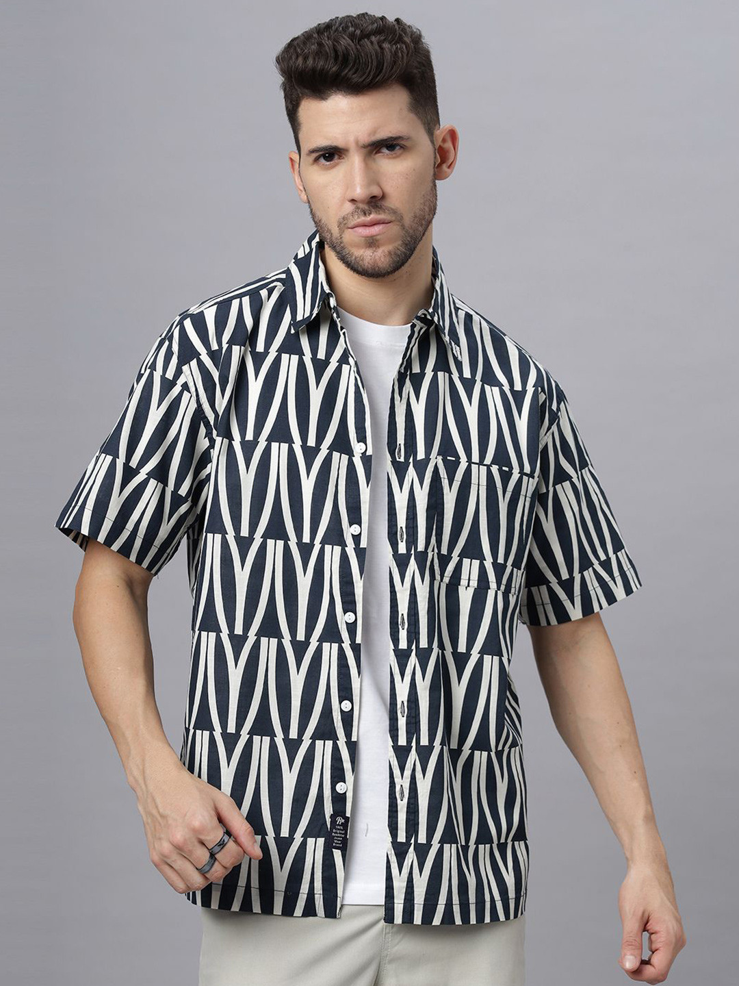 The Roadster Lifestyle Co. Men Relaxed Spread Collar Abstract Printed Cotton Casual Shirt, White
The Roadster Lifestyle Co. Men Relaxed Spread Collar Abstract Printed Cotton Casual Shirt, White