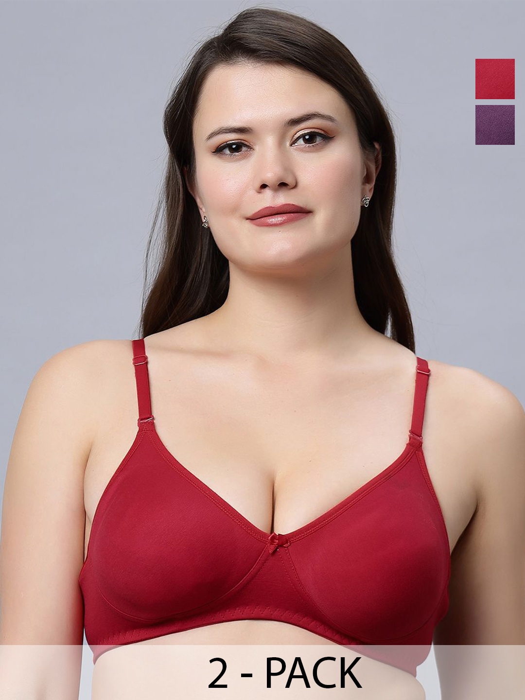 In Care Women Pack of 2 Full Coverage Non Padded and Non-Wired seamless cups T-shirt Bra, Purple
In Care Women Pack of 2 Full Coverage Non Padded and Non-Wired seamless cups T-shirt Bra, Purple