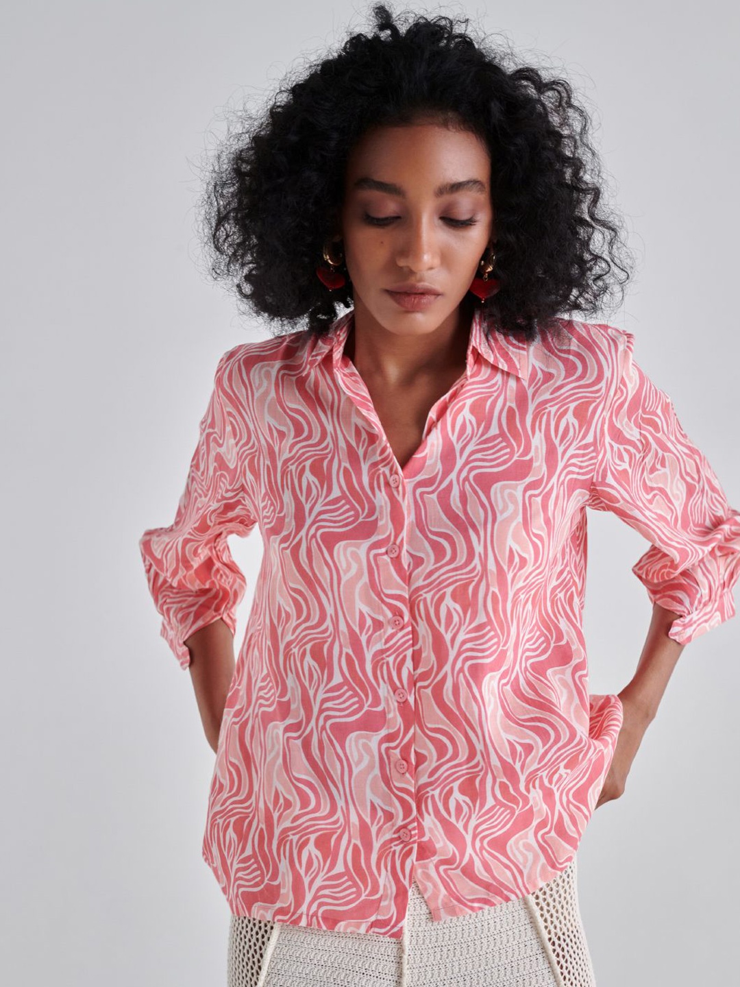 Midsummer Women Spread Collar Abstract Printed Cotton Relaxed Fit Casual Shirt, Pink
Midsummer Women Spread Collar Abstract Printed Cotton Relaxed Fit Casual Shirt, Pink