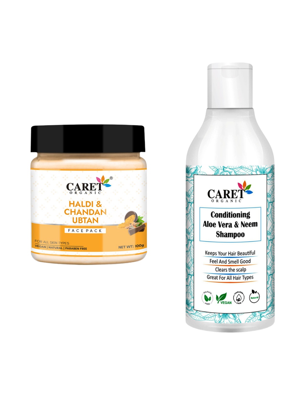 CARET ORGANIC Chandan Ubtan Face Pack-100 g & Aloevera, Neem Shampoo Combo- 300 ml, White
CARET ORGANIC Chandan Ubtan Face Pack-100 g & Aloevera, Neem Shampoo Combo- 300 ml, White